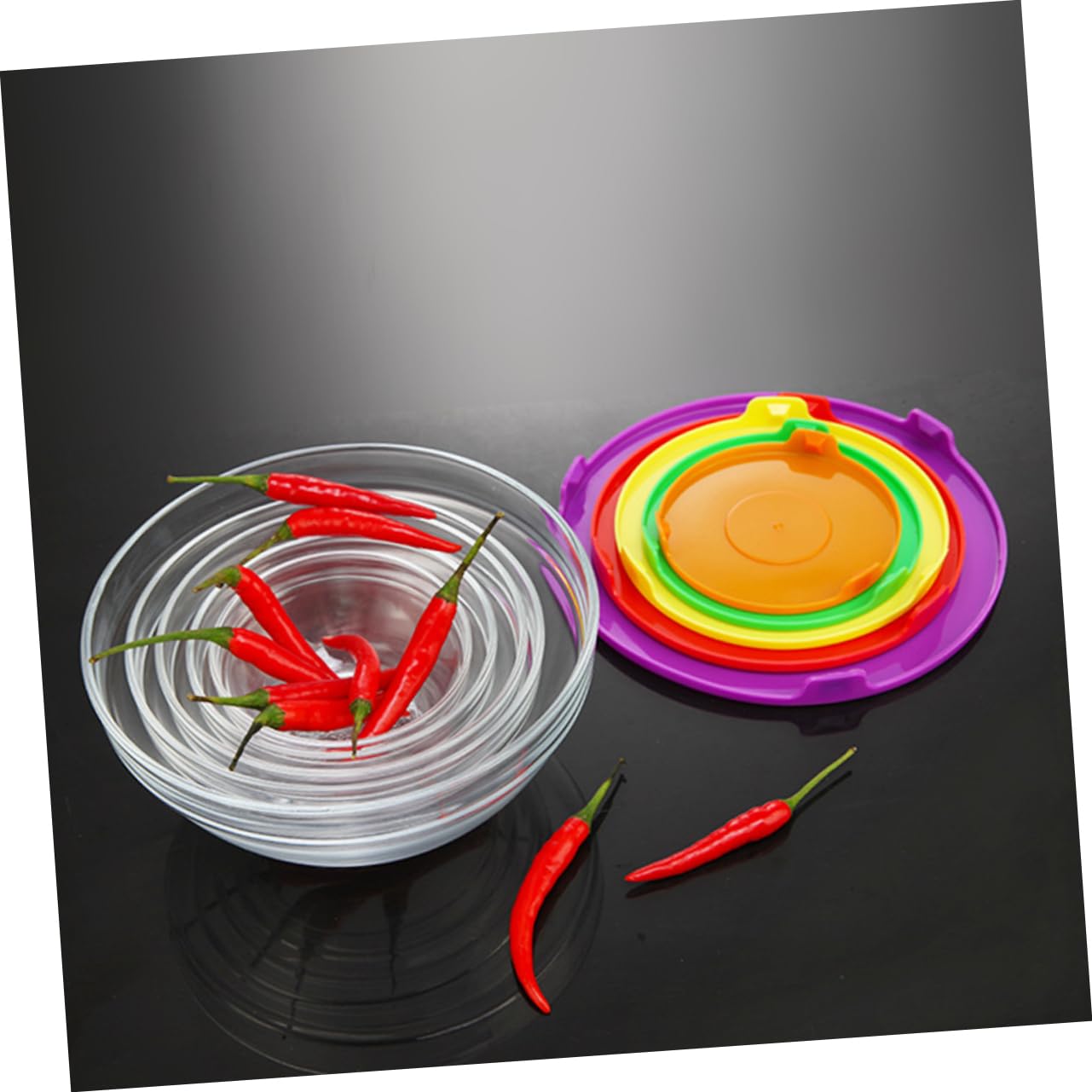 Cabilock Cuencos de Vidrio con Tapa Resistentes al Calor, Juego de 5 Piezas | Contenedores de Alimentos, Paredes Engrosadas para Mayor Durabilidad, Adecuado para Picnic de Fin de Semana y Gimnasio