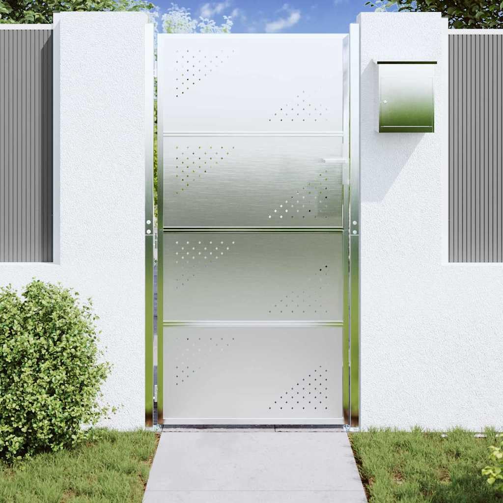 Genérico Puerta de jardín Plateado 96 x 200 cm Acero Inoxidable,Bricolaje,Vallas de jardín,Puertas de jardín,3402589