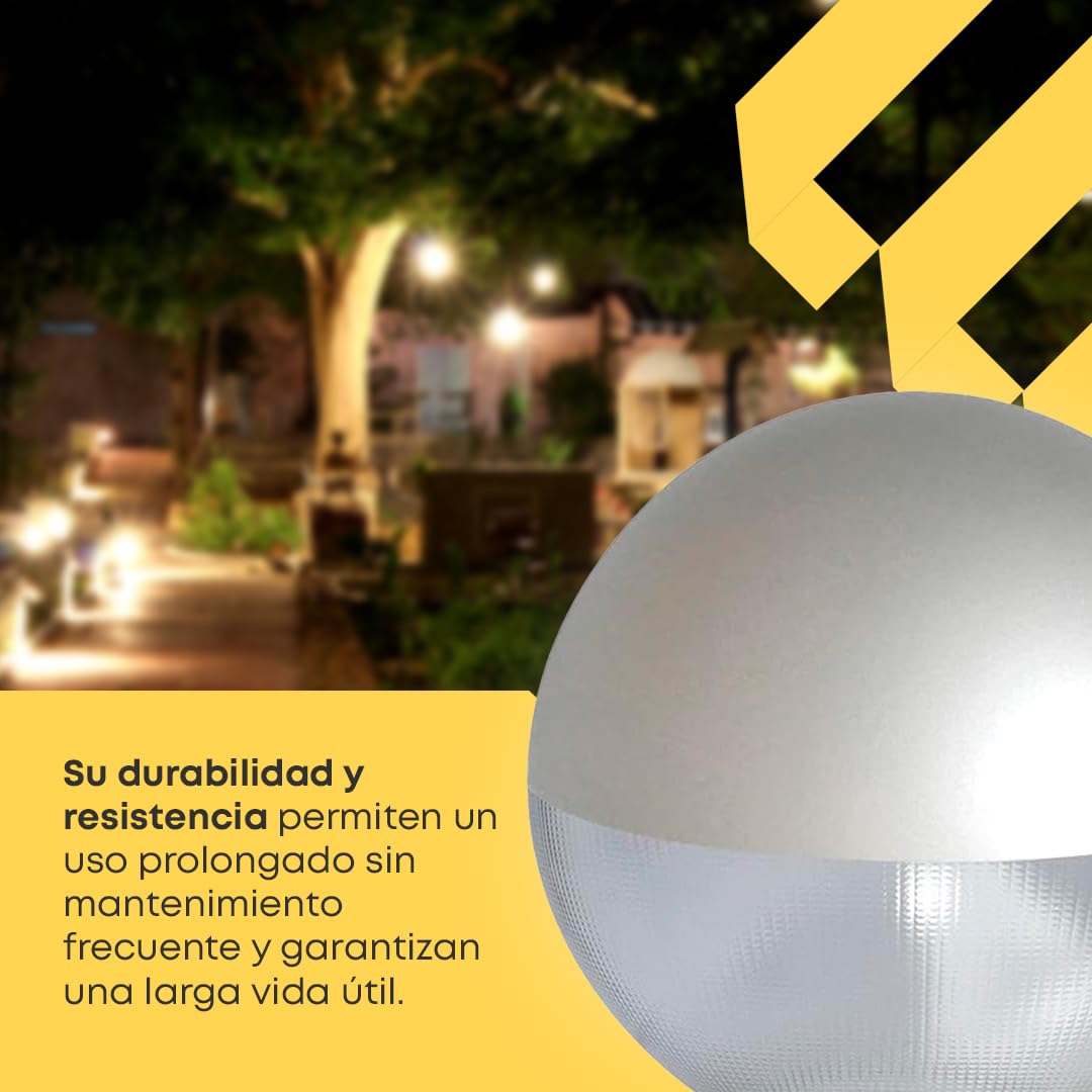 Bola Farola Anticontaminación Lumínica - Recambio - Exterior - Policarbonato Prismática Grabada - Gris - Medida: Ø 45 cm - Boca: Ø 17 cm