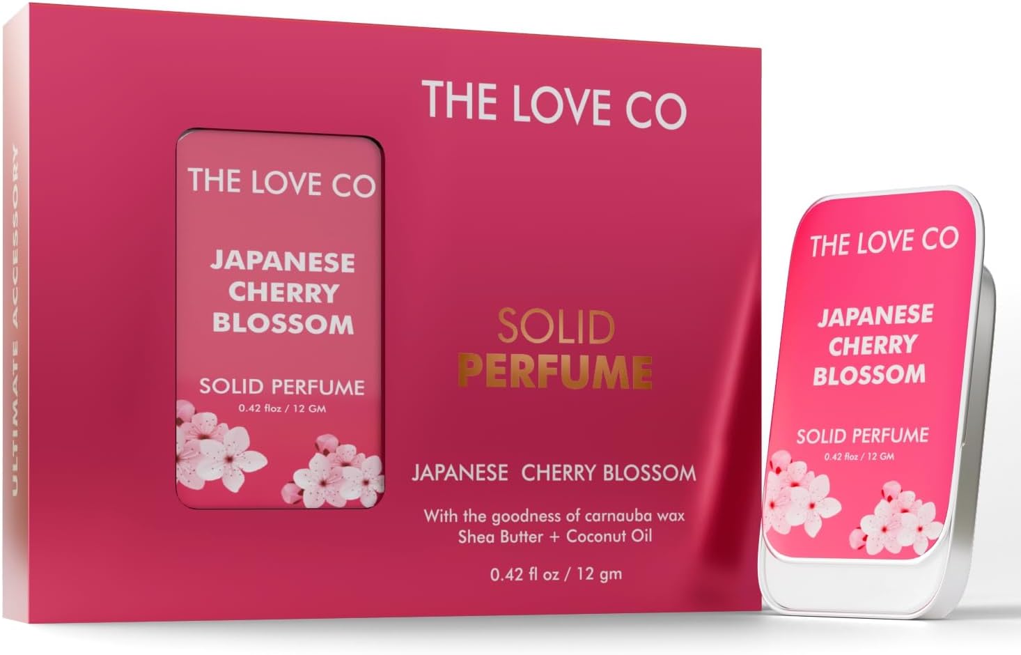 THE LOVE CO. Japanese Cherry Blossom Solid Perfume for Men & Women 12gm | Long-Lasting Floral Fragrance Balm | Alcohol-Free, Travel-Friendly, Pocket Perfume Stick