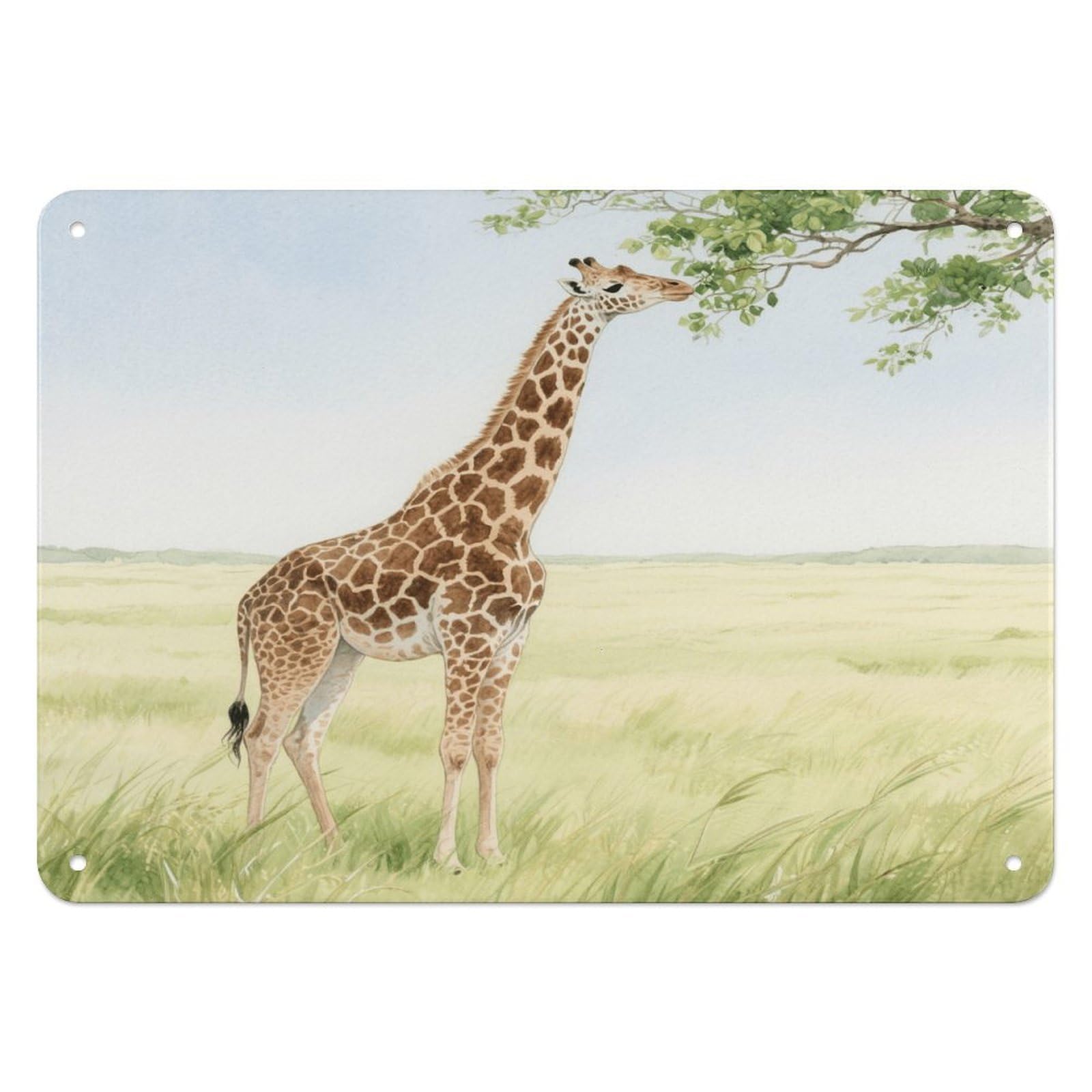 Fekiloot Style Giraffe Stretching Wall Decor Iron Painting Metal Sign