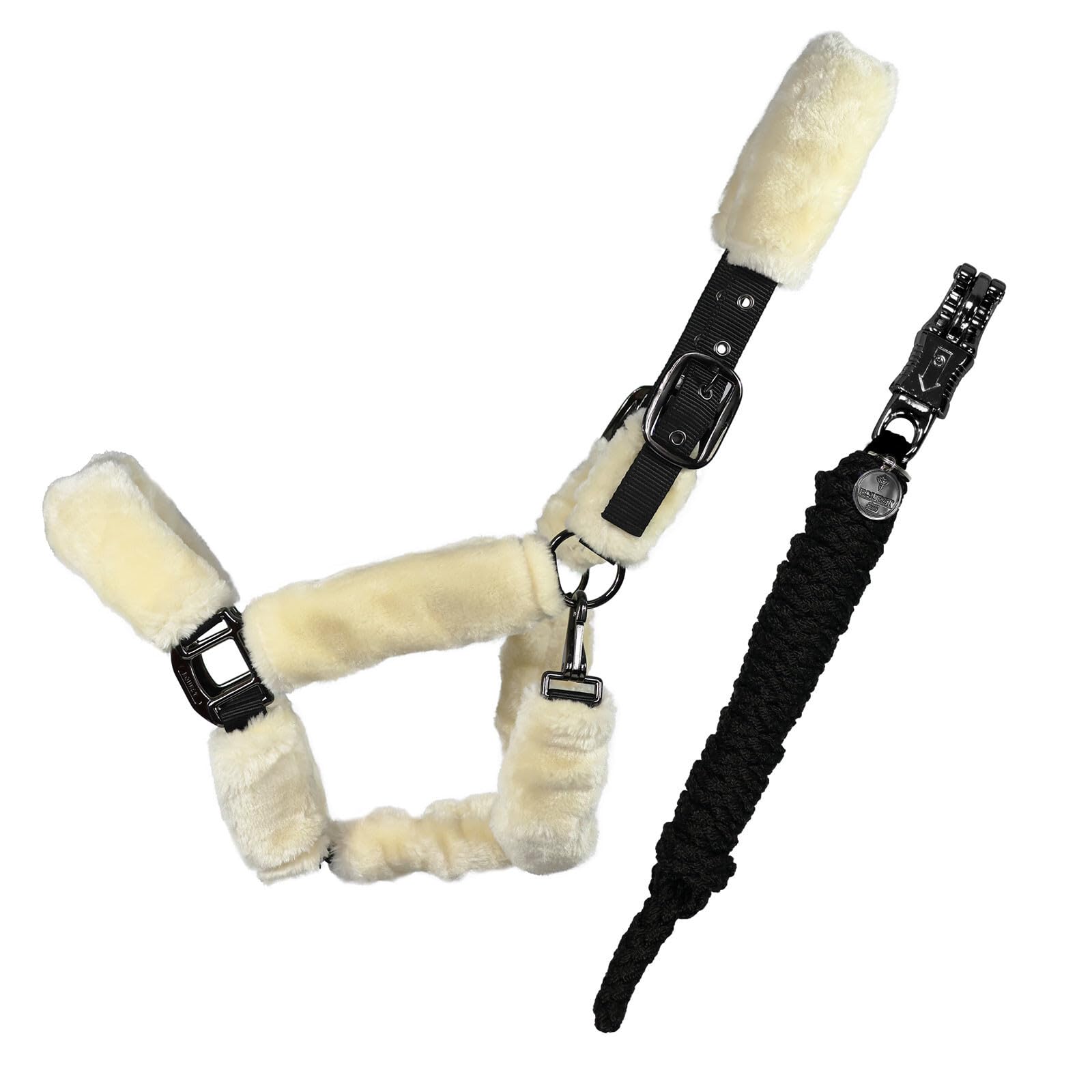 EQuest Halfter Comfort für Pferde mit Führstrick, schwarz - M/Cob/Vollblut