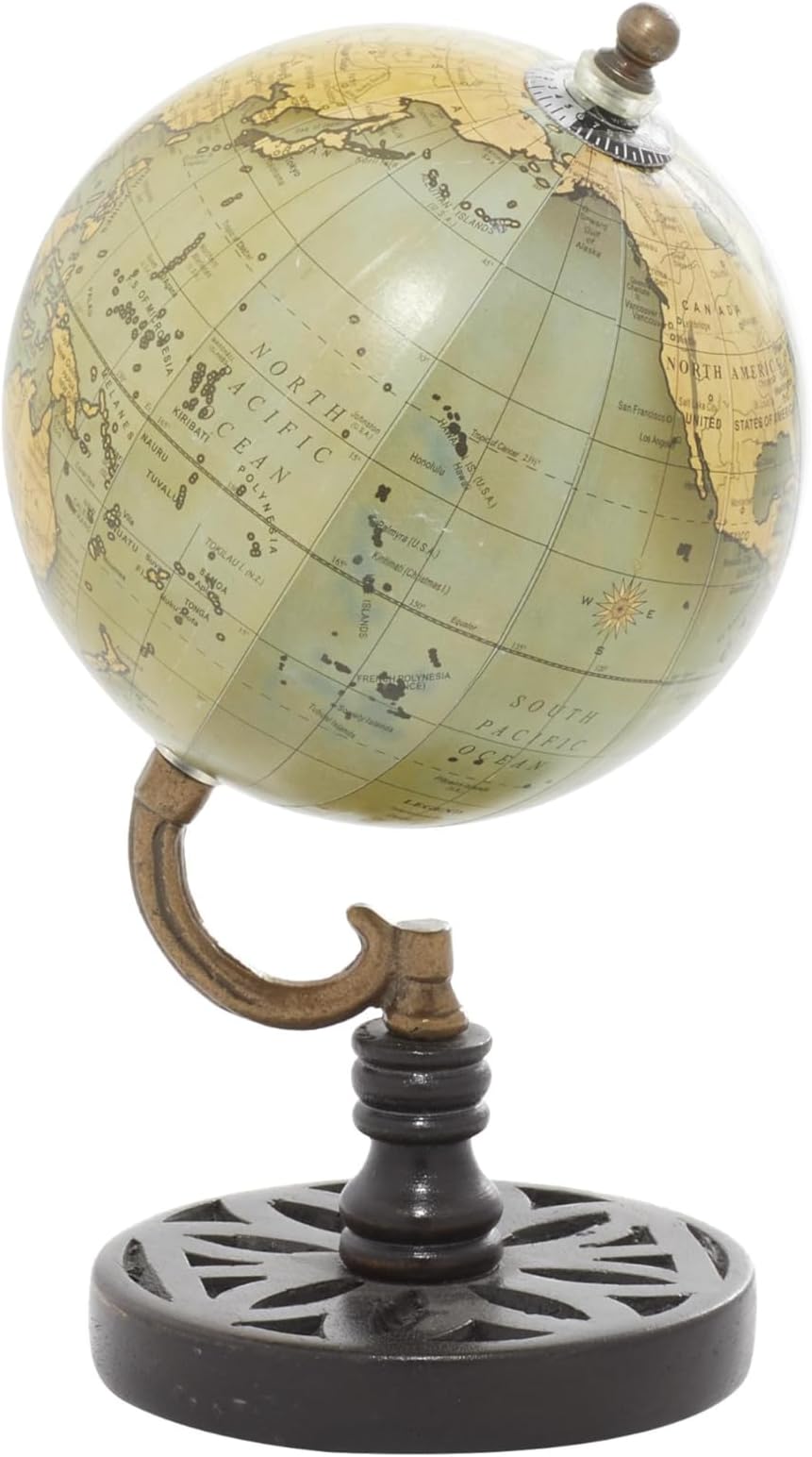 Deco 79 Wood Globe, 5" x 5" x 9", Green