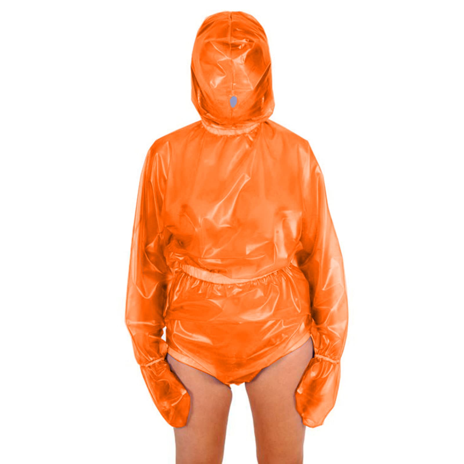 Mono largo con capucha de PVC para mujer, con cremallera trasera, elástico, disfraz de club nocturno
