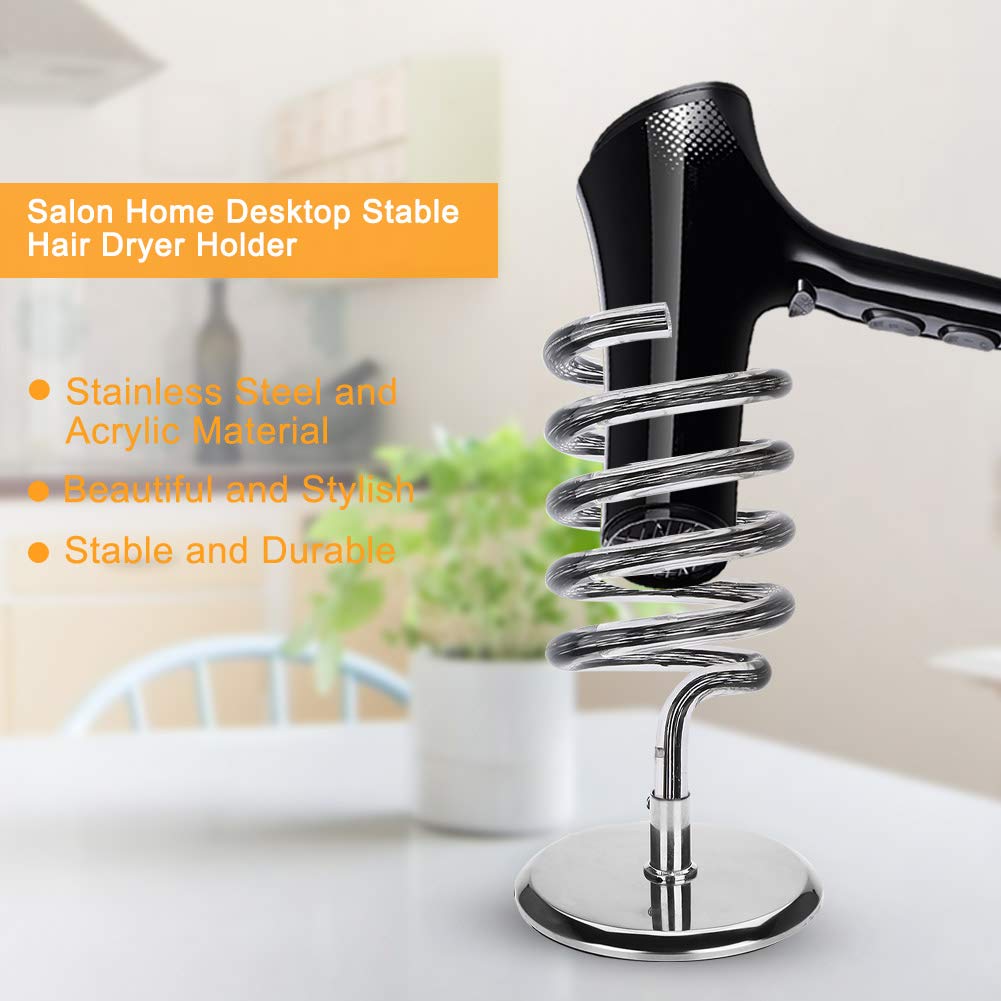 Support de Sèche-Cheveux - Argent - Acier Inoxydable 304 - Installation