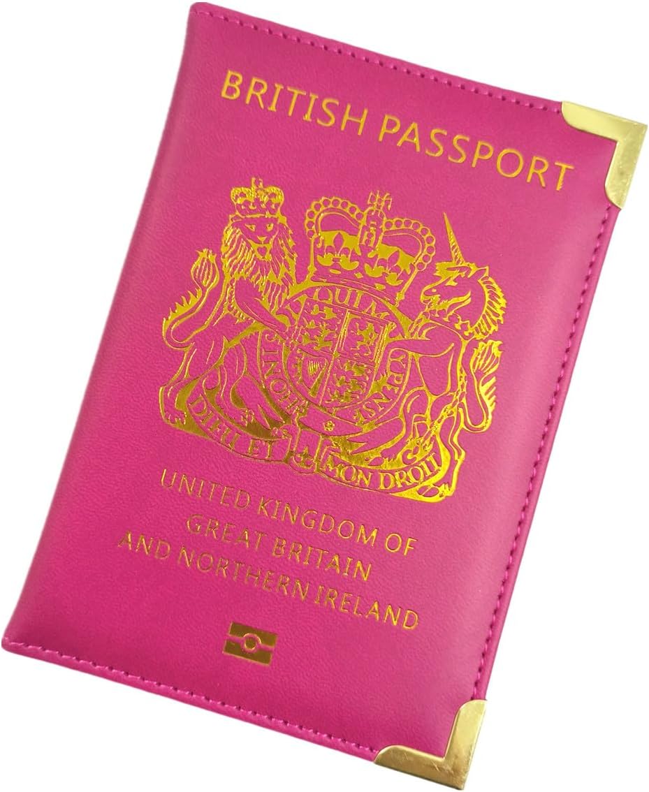 SamHeng British Passport Holder, Portable UK Passport Cover for Women Men, PU Leather Travel Wallet Case Organiser for Passport Credit Cards Boarding Passes (Hot Pink) SamHeng British Passport Holder, Portable UK Passport Cover for Women Men, PU Leather Travel Wallet Case Organiser for Passport Credit Cards Boarding Passes (Hot Pink)