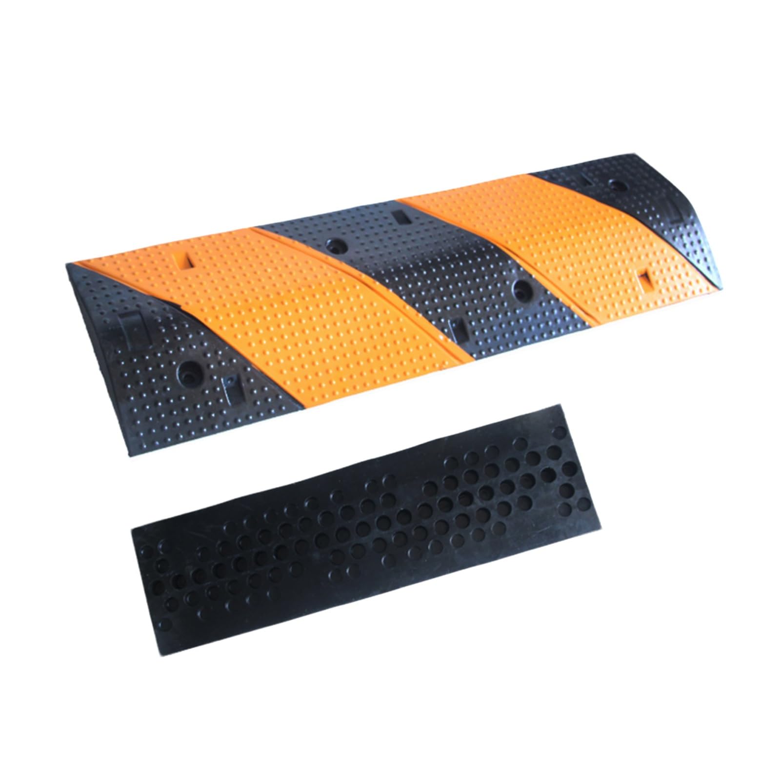 Rubber Speed Bumps, Heavy Duty Speed Bumps, Dual Channel Rubber Cable Protected Ramps For Car Asphalt Concrete Gravel Driveway，100X30X5Cm