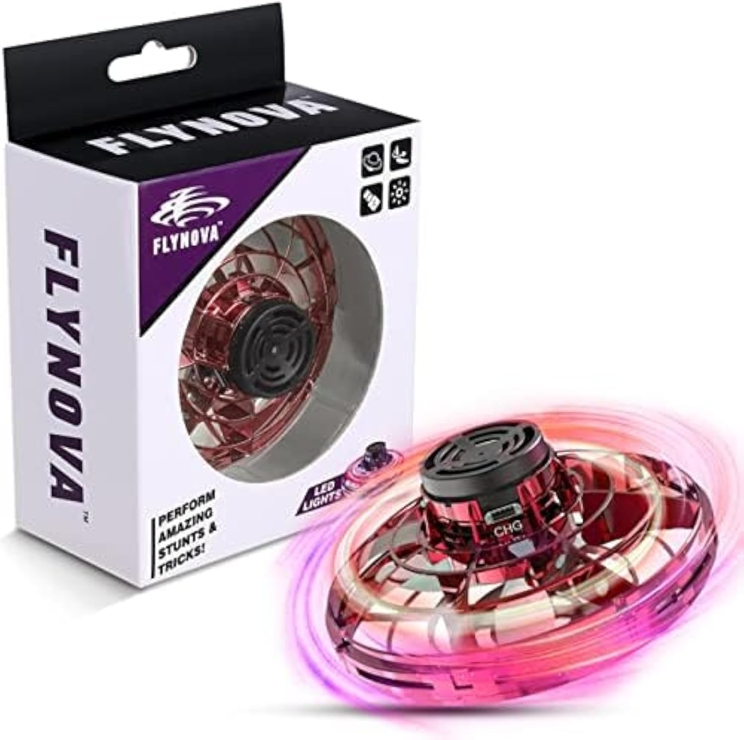 Flying Spinner, Flying Fidget Spinner with LED Lights, Kids Drone Flying Spinner,Mini Drone with USB Rechargeable for Fun Indoor Outdoor (Red)