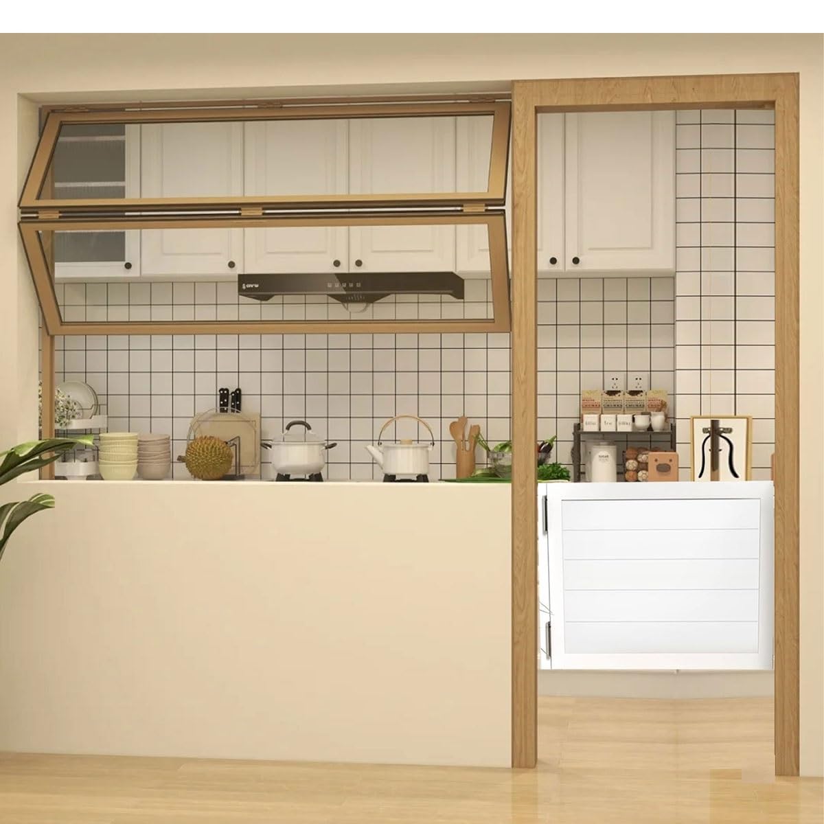 Porta a Battente in Legno, Porta da Saloon oscillante, Singola Porte Battente Interne Porte a Mezza Vita per Bar, Giardino e salotti, con Chiusura Automatica(White,30.7"x39.4"(78x100cm))