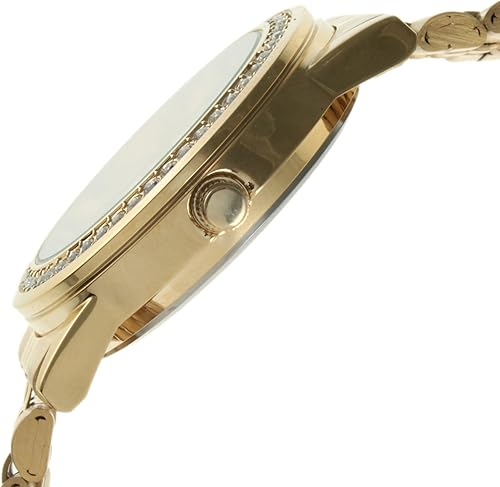 Miniatura 3 de Peugeot Reloj de pulsera de acero inoxidable con cristal Swarovski 7082G para mujer, dorado, champán, amarillo, Movimiento de cuarzo