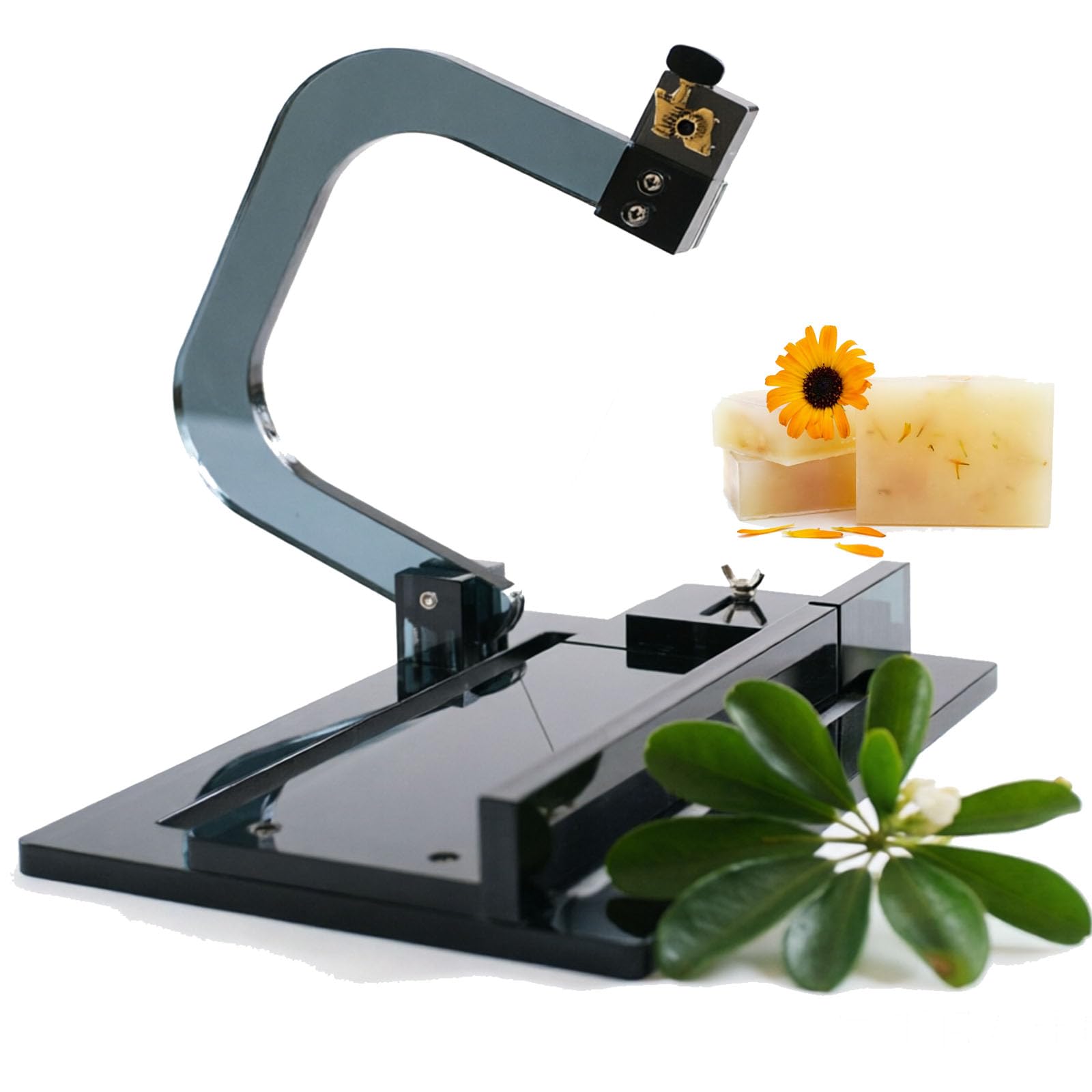 HKFGSHOP Professional Single Wire Soap Slicer, Acrylic Soap Cutting Tool, Thickness Adjustable, Easy To Clean And Scratch-resistant, Durable, For Soaps Loaf, Candles, Cheese, Butter Trimming black