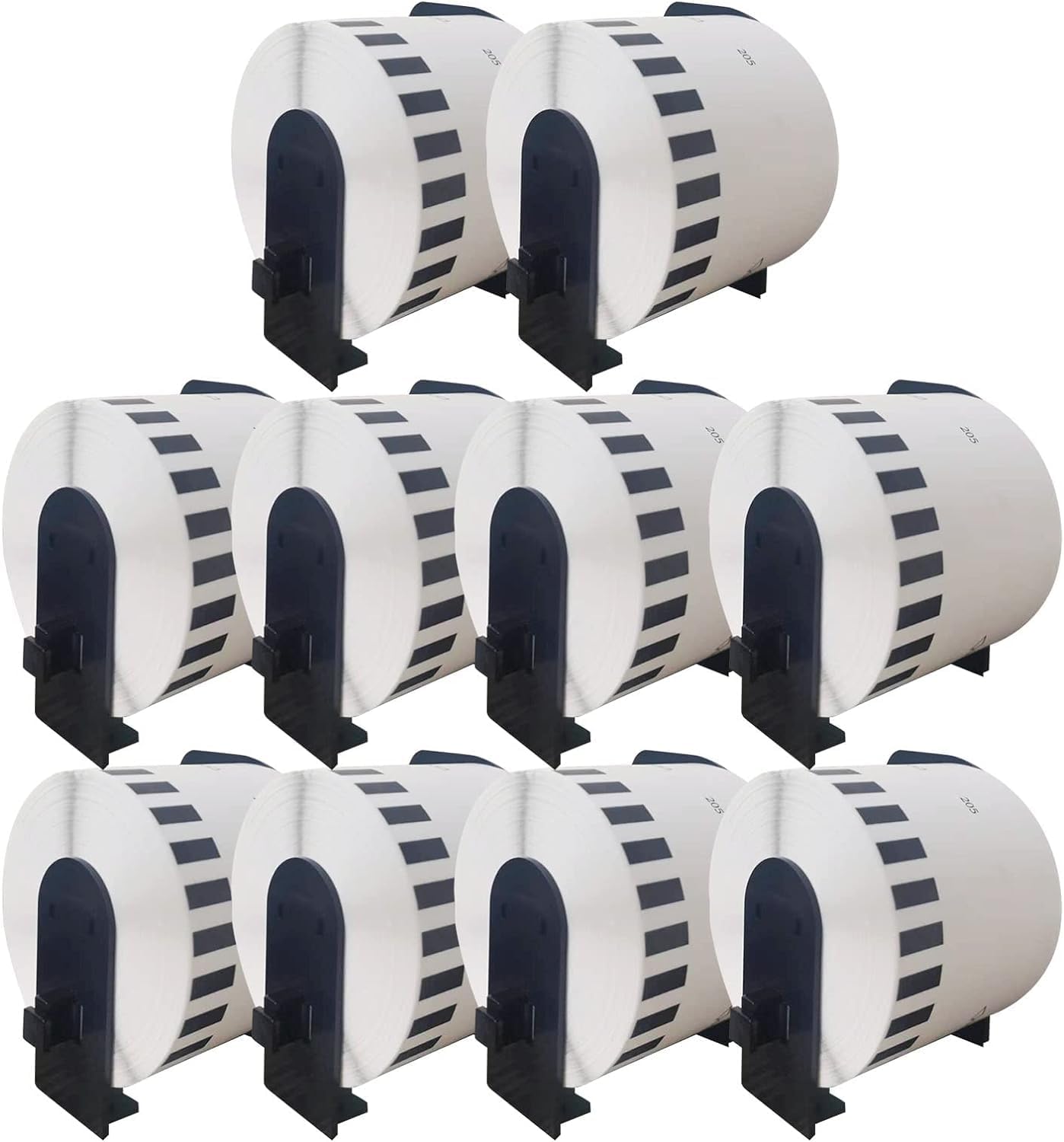 10 Rolls DK-22205 Continuous Paper Label Sticker 62mm(W) x 30.48m(L), for Brother QL Label Printer QL-500 550 570 650TD 700 710W 720NW 800 810W 820NWB 1050 1060N 1100 1110NWB, Black On White
