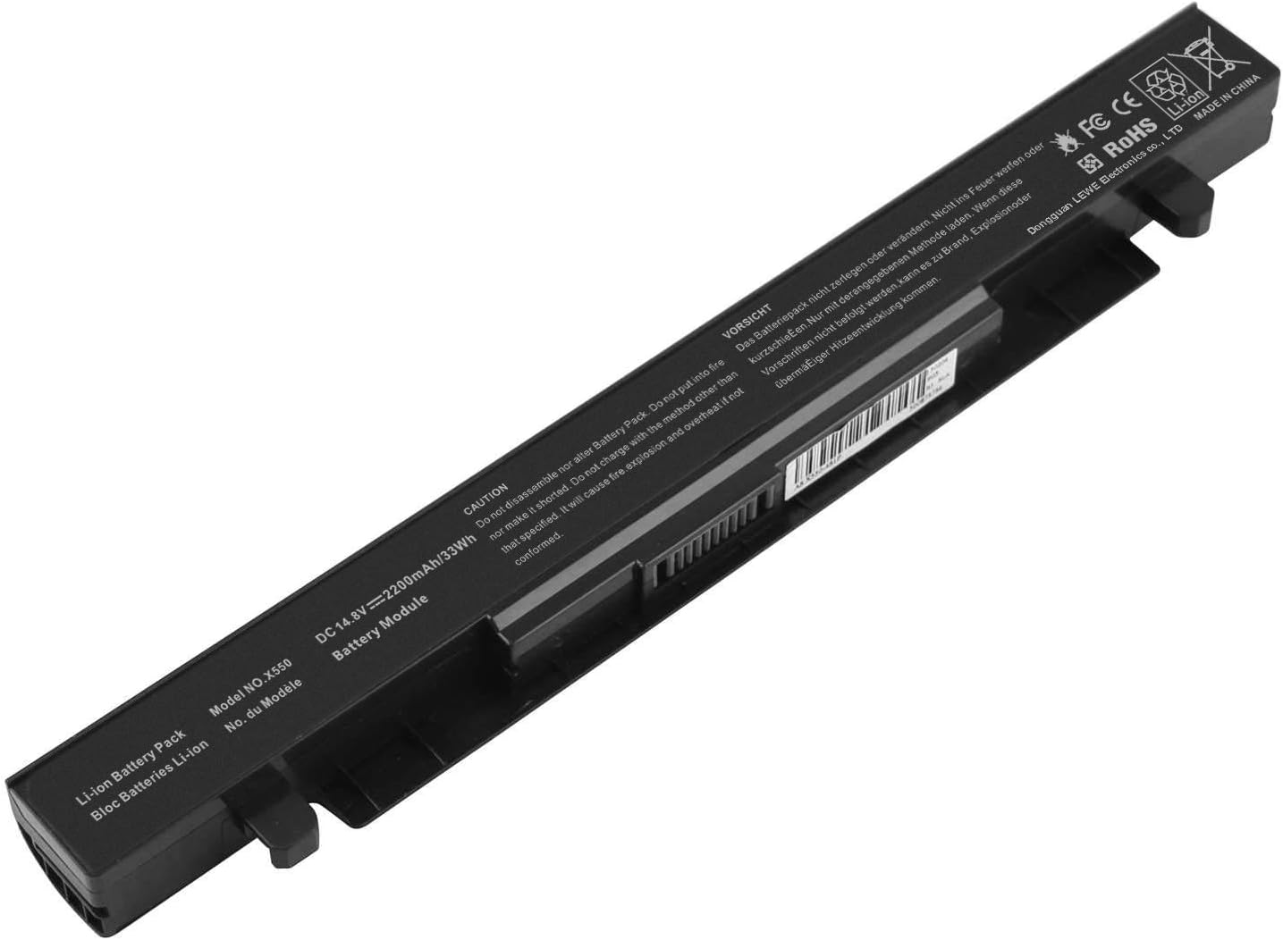 vhbw batteria compatibile con Asus K751L, P750L, R751J, R752L, R752LB, R752LD, R752LJ, R752M, X450J, X450JF notebook (2600mAh, 14,4V, Li-Ion