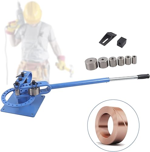 Miniatura 5 de Dobladora de tubos de tubería Máquina dobladora de tubos de banco manual Bender compacta con 7 troqueles 1-3 pulgadas Fabricación de metal Tubo Rod