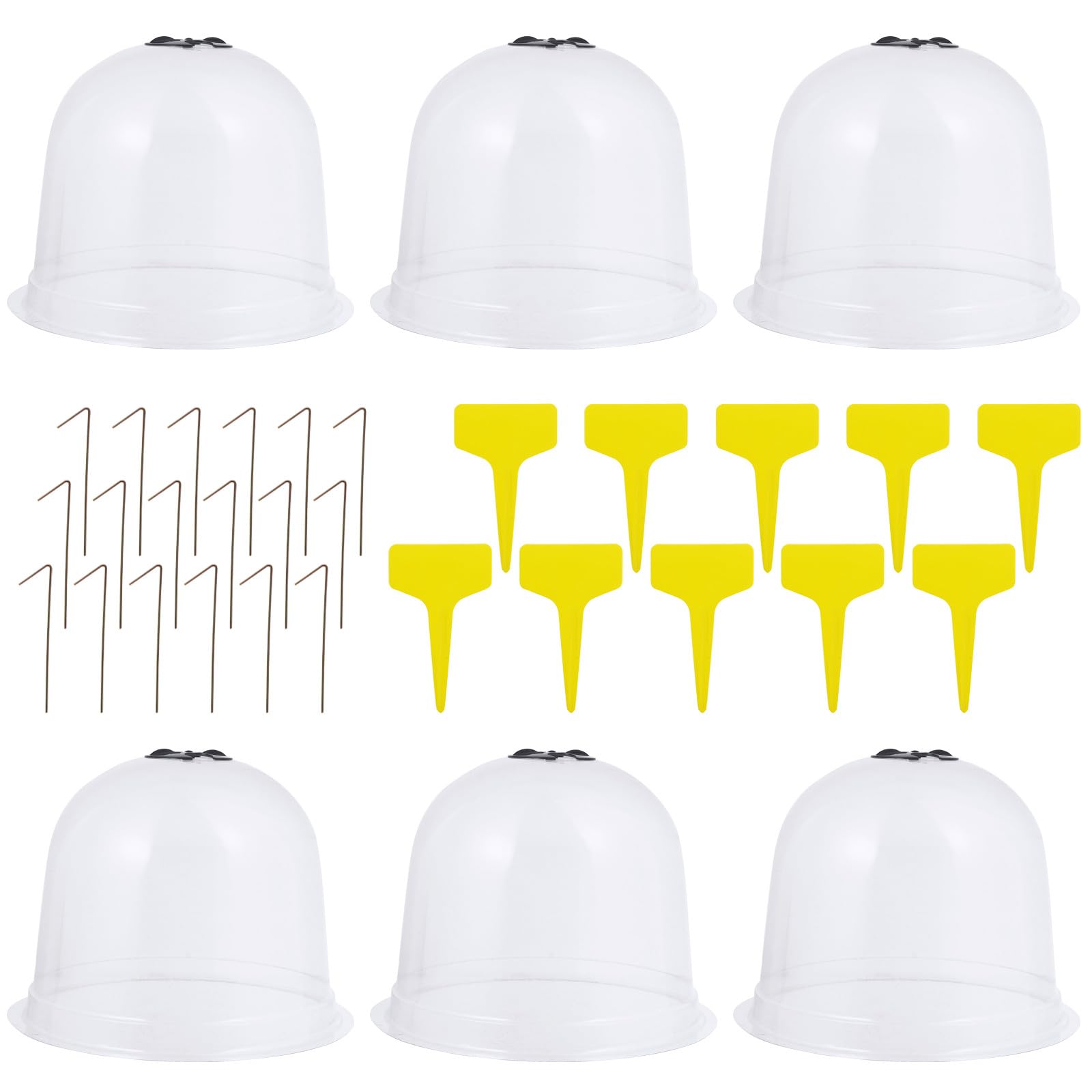 Copertura per Piante da Giardino a Cupola Trasparente 6 Pezzi con Fori Regolabili Protezione Antigelo per Fiori e Piantine Accessori Inclusi Chiodi e Etichette Colore Casuale