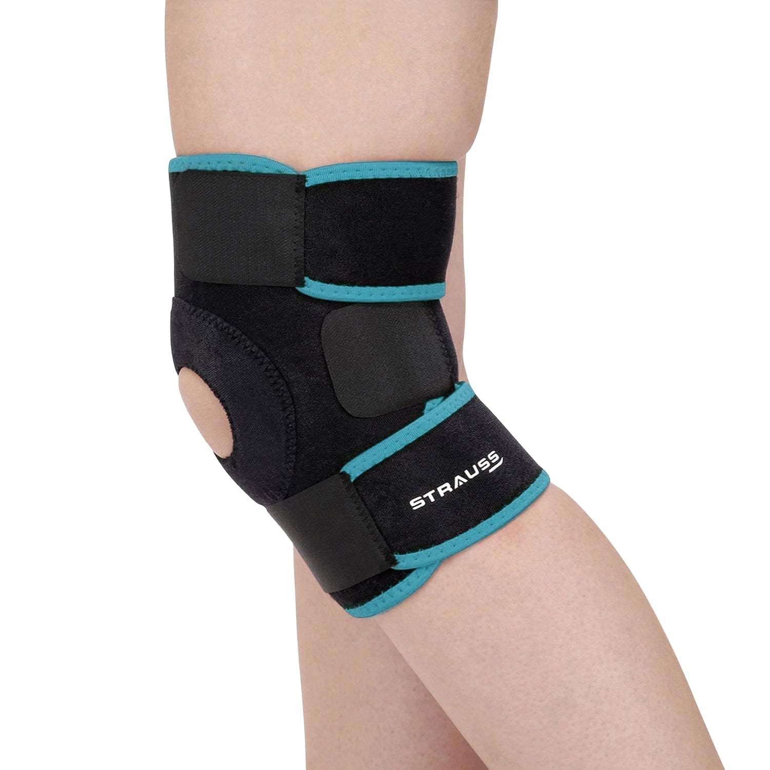 STRAUSS Adjustable Knee Support Patella| Compression Knee Brace for Men and Women | Breathable Material |Knee Straps for Gym, Fitness, Basketball, Injury Recovery, Running, Sports| Single,(Black/Blue) (B084CZ812P) Amazon Price History, Amazon Price Tracker