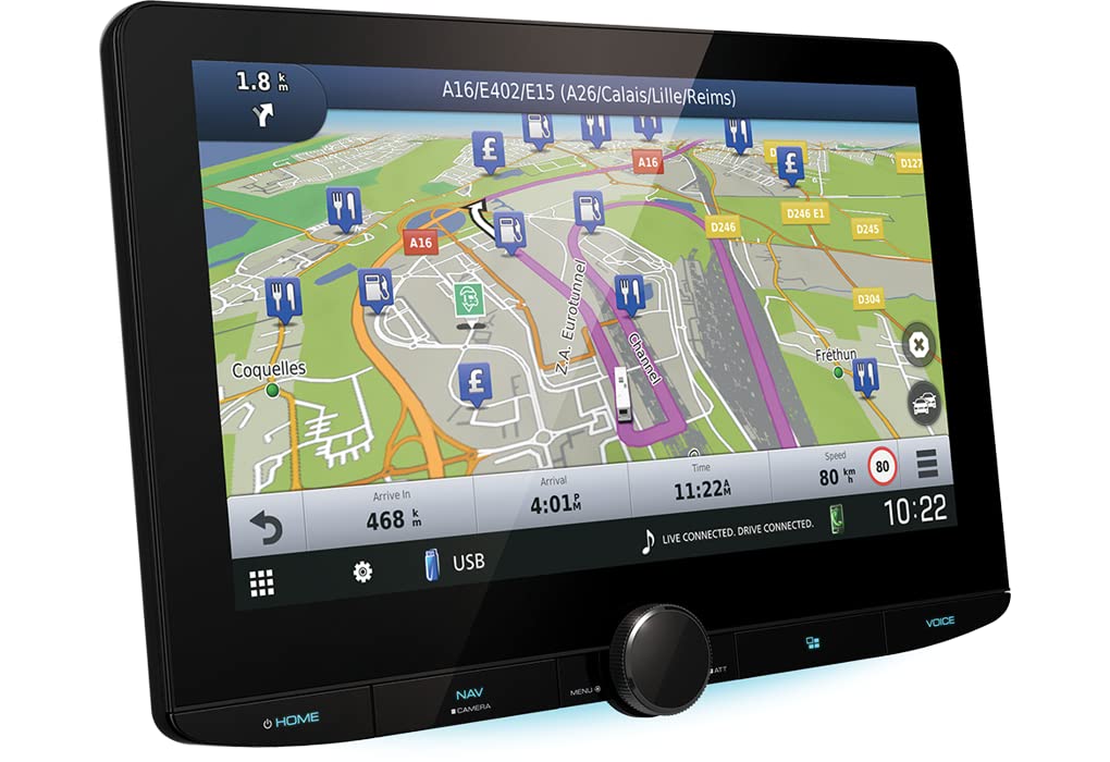 Sistema de navegación/Receptor Multimedia AV Digital con Wi-Fi Intergrado, Pantalla HD de 10,1 Pulgadas, Conexiones inalámbricas para Smartphones y Radio Digital Dab+ - KENWOOD DNR992RVS