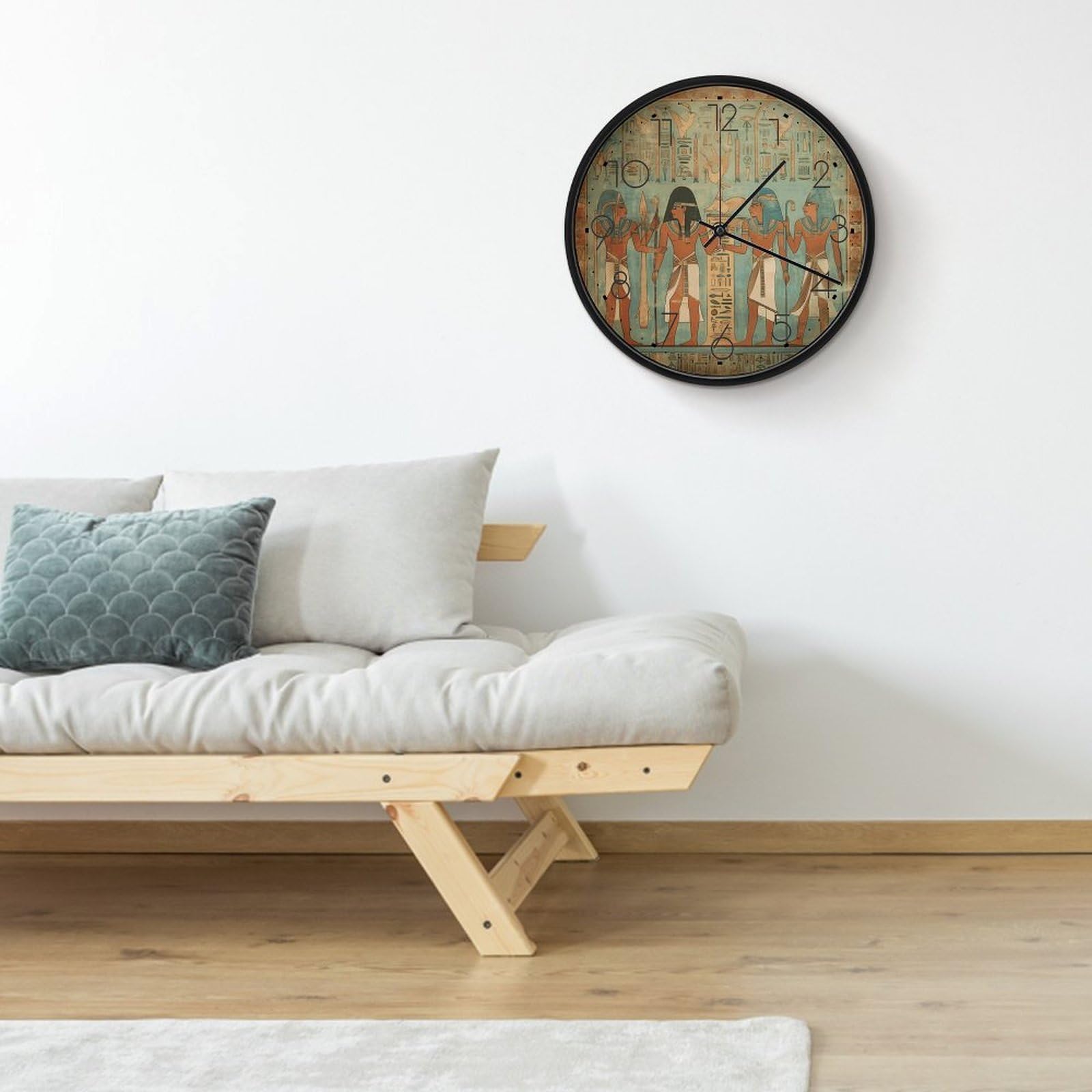 Orologio da parete da donna nell'antico Egitto, silenzioso, senza ticchettio, orologio moderno a batteria, rotondo, analogico, classico, per camera da letto, cucina, ufficio