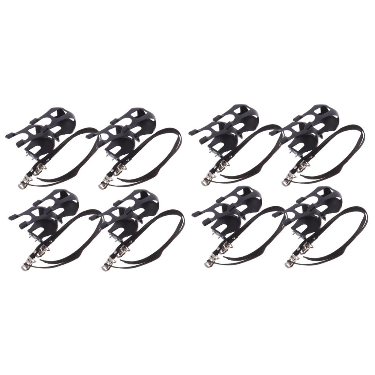 BESPORTBLE 8pezzi Tacchette Per Bici Con Cinghie Fisse Pedali Antiscivolo Per Bicicletta Da Corsa e Mountain Bike Nero Installazione Facile Leggere e Resistenti Al Sole Regolabili Per Tutti