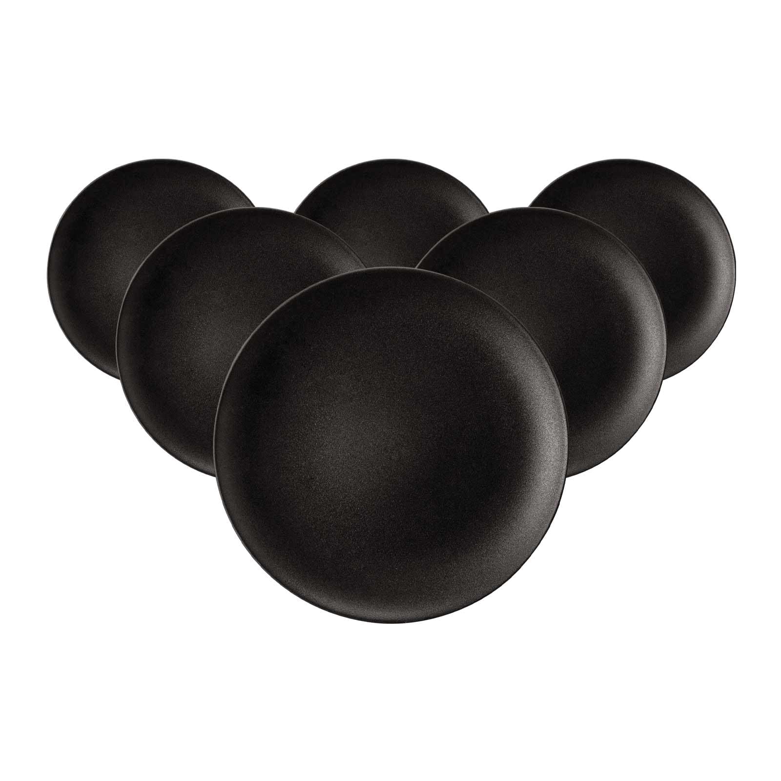 Seltmann Weiden Liberty Velvet Black Brotteller 6er Set, 18 cm, Runde Beilagenteller mit mattem Finish, Spülmaschinen- und Mikrowellenfest, Porzellan, Schwarz
