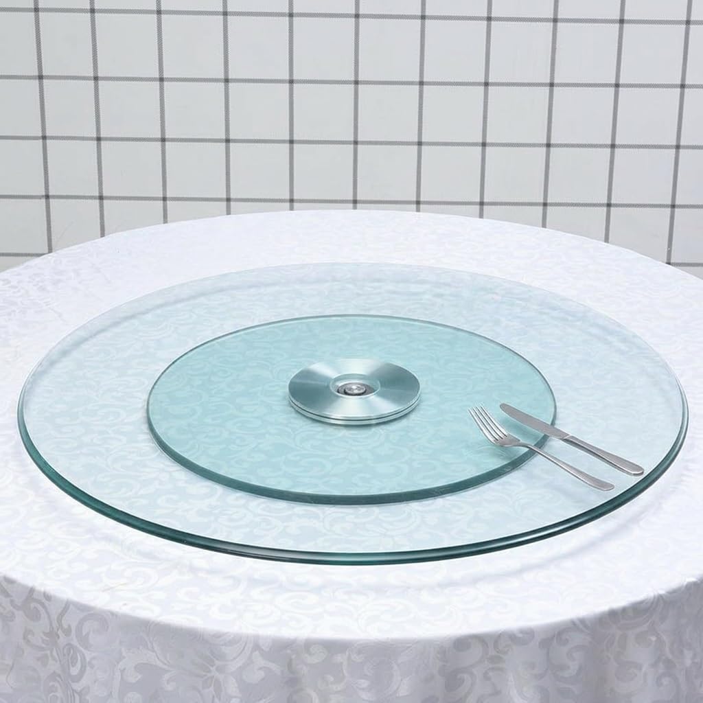 Plateau Tournant pour Table Ronde | Base Rotative en Verre Trempé, Mécanisme Fluide et Silencieux,(60cm/23.6in)
