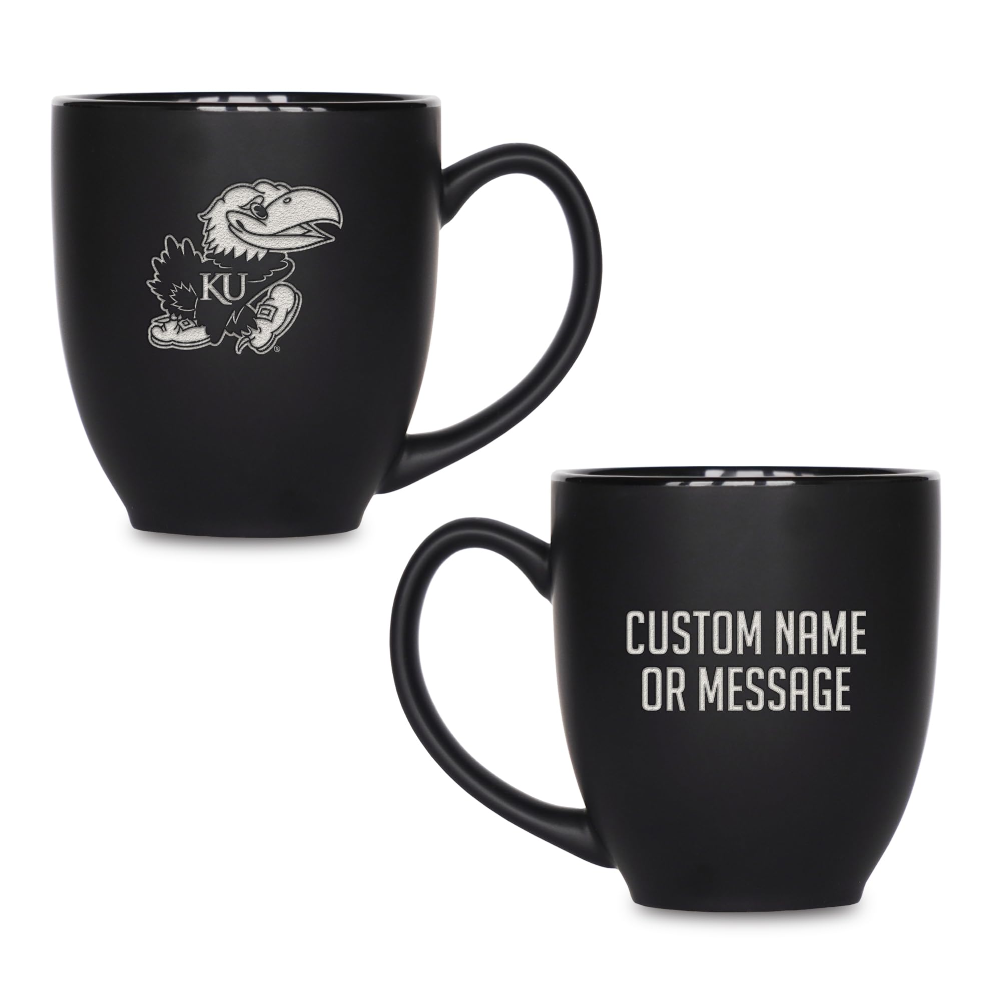 Rico Industries NCAA Primary 15-Oz Personalized Matte Black Bistro Mug - for Hot or Cold Drinks