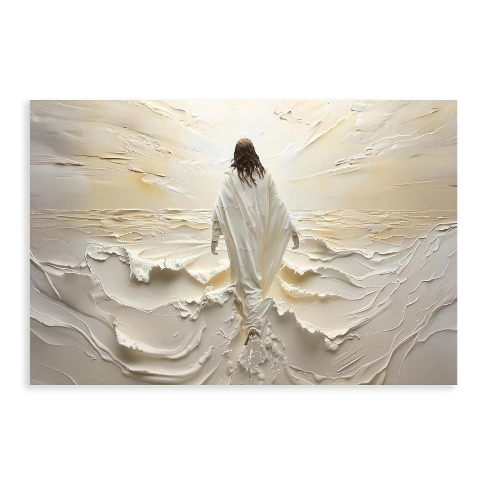 Jesus Christian Poster, Jesus Walking on Water Wall Art, Religious Home Decor for Living Room, Faith-Inspired Spiritual 12x18inch(30x45cm)