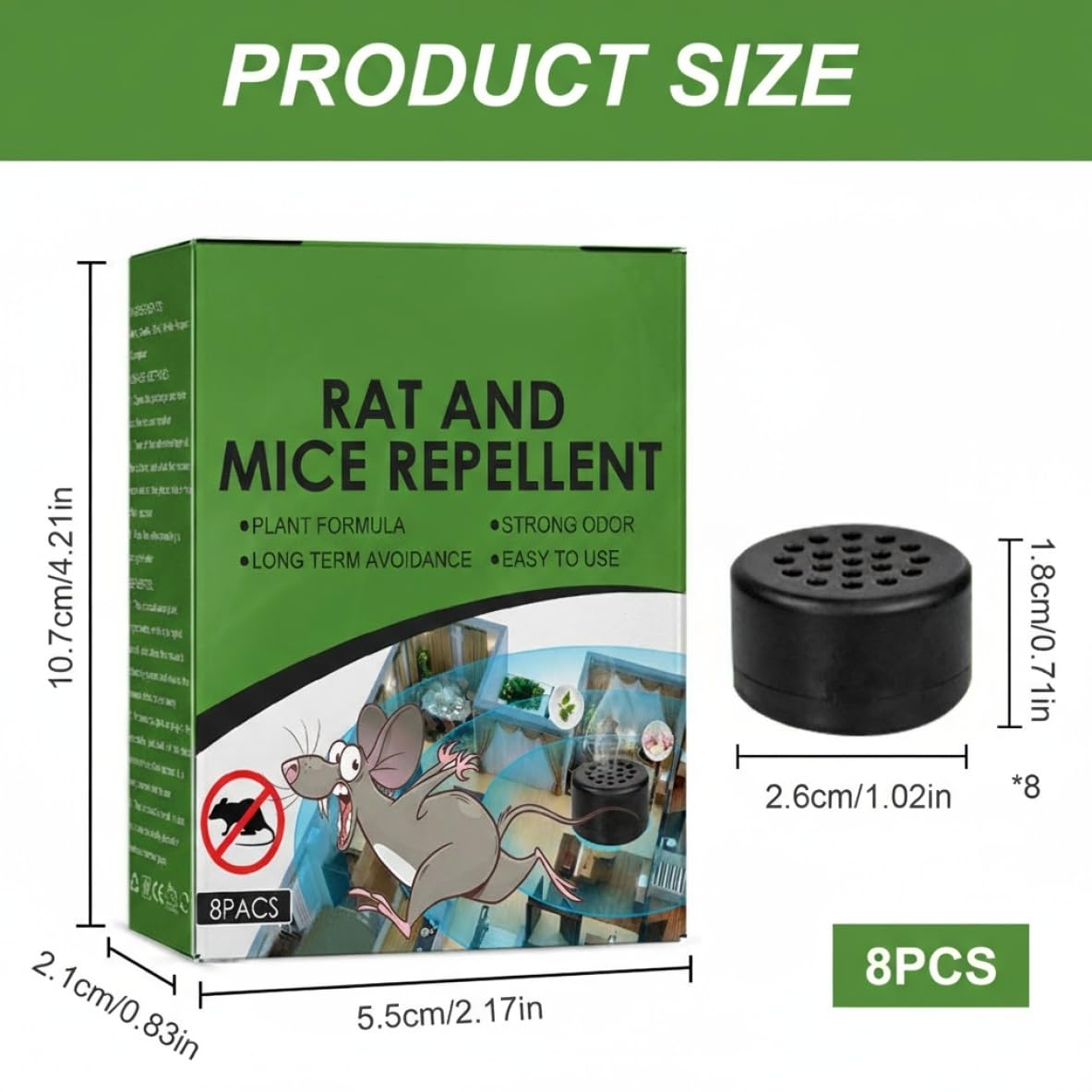 8Pcs Mice Rodent Repellent, Natural Peppermint Oil Mouse Repellent, Effective Rodent for Car Engine Cabinet Indoor Outdoor Garage, Safe for Pets and Family — view 2