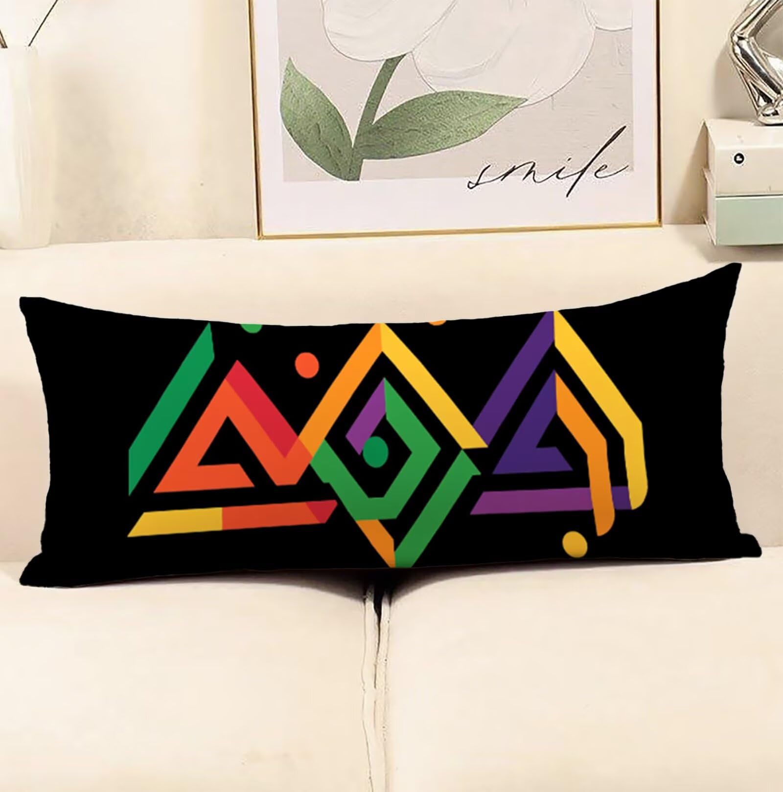 Seitenschläferkissen Bezug 60 x 180 cm Farbe Seitenschläferkissen mit Unsichtbarem Reißverschluss, Samt Atmungsaktiv und Weich Schwangerschaftskissen Body Pillow Modern, für Deko Wohnzimmer R-9301
