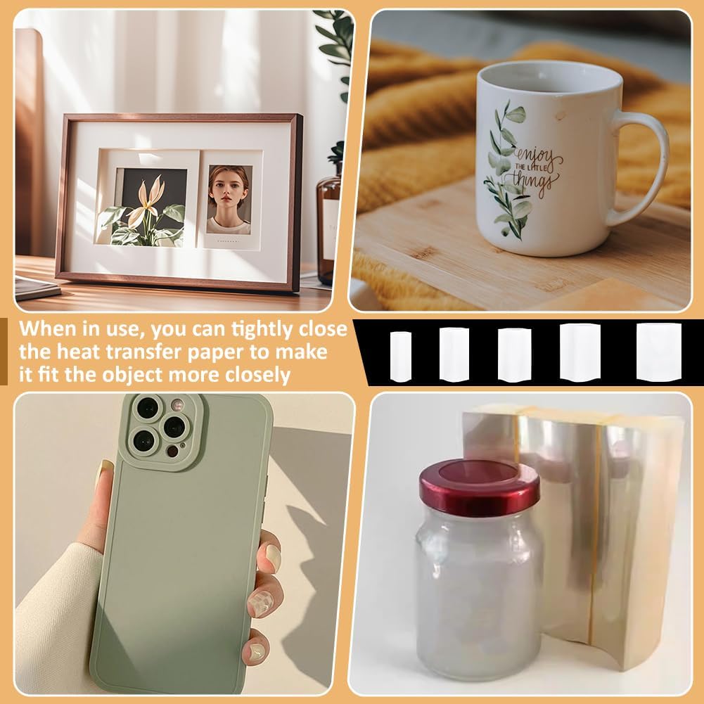 BENECREAT 100Pcs 5 Sizes Sublimation Heat Shrink, Sublimation Shrink Wrap Sleeves, Heat Transfer Shrink Film Bags for Mugs Cups Tumblers Blanks
