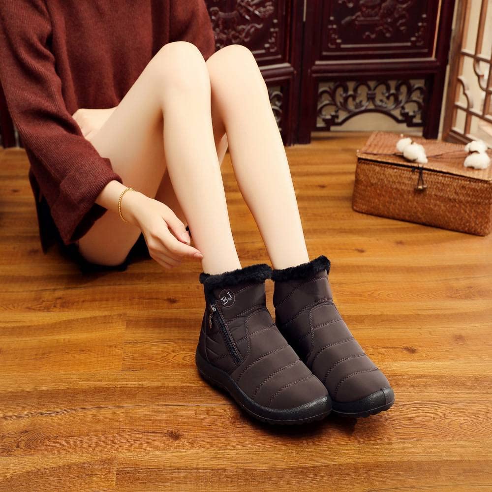Boojoy Bottes d'hiver chaudes à enfiler pour homme et femme (39, café)
