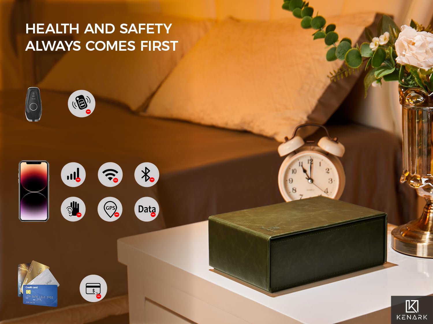 KK7-DG Faraday Protector Box, Signal Shielding, Anti-Theft Car Key & RFID Blocker for Vehicles - Compact Design(Aqua Green)