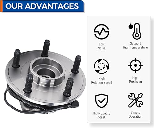 Miniatura 6 de PAROD Par 513272 Buje de rueda delantera y conjunto de rodamientos compatible con Jeep Wrangler 2007-2010 5Lugs con ABS