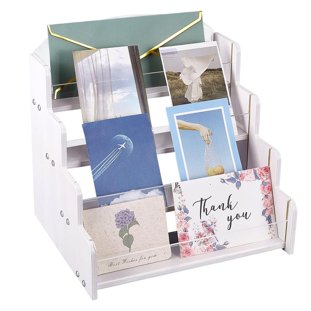 Support de présentation en bois et acrylique à 4 niveaux pour comptoir