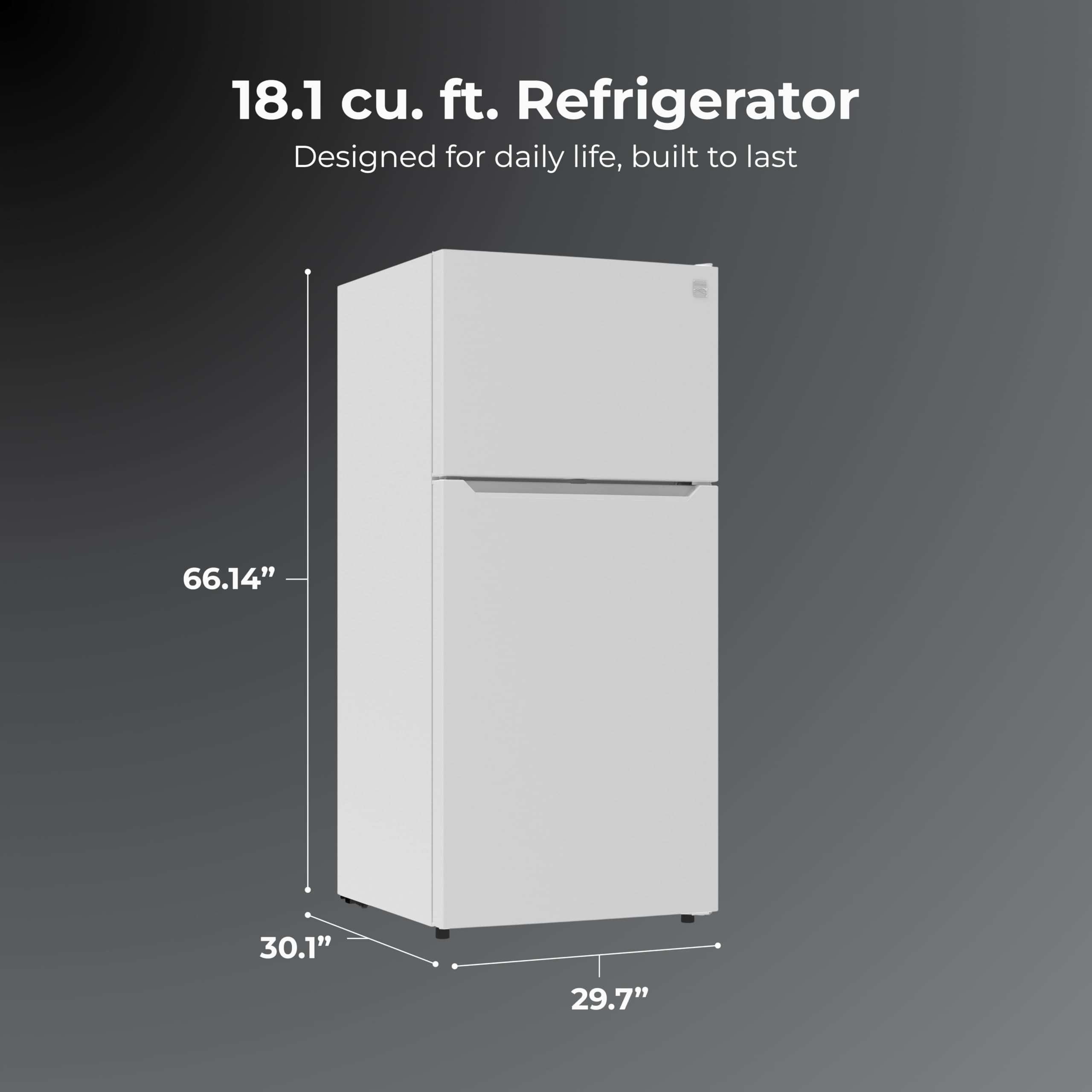 Kenmore 30" Top Mount Refrigerator with Freezer - Adjustable Shelving, Humidity-Controlled Crispers, LED Lighting, ENERGY STAR Certified, Garage Ready, 18.1 cu. ft. Capacity - White on Fridge.com