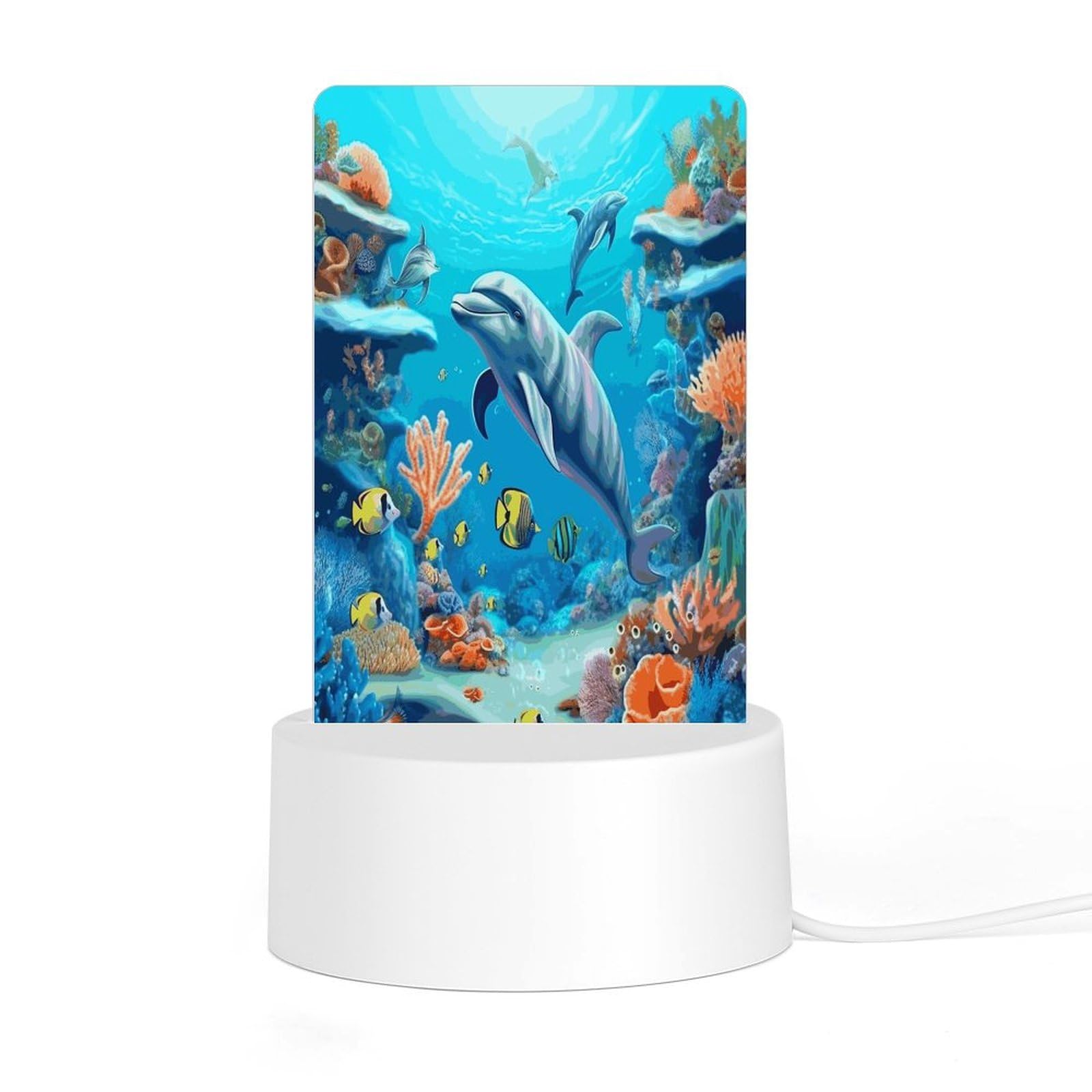 Adfgyerh Style Seabed Coral Fish Dolphins Night Light Acrylic Material Easy Installation, Home Decor Usb Interface Power Supply, Lamp For Restaurant Bar Cafe Room Decor