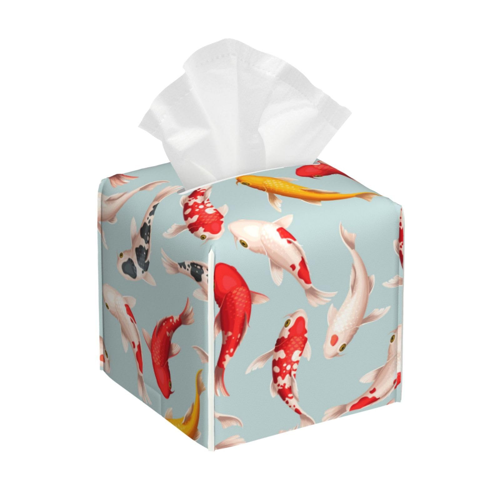 Beautiful Fish Square Tissue Box Cover with Modern and Stylish Bottom Tissue Box Storage Space