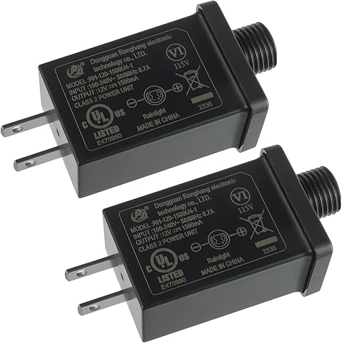 Miniatura 8 de HUAREW Adaptador inflable de repuesto para patio, 1A, 12V, clase 2, adaptador de fuente de alimentación para Navidad, guirnalda de luces de