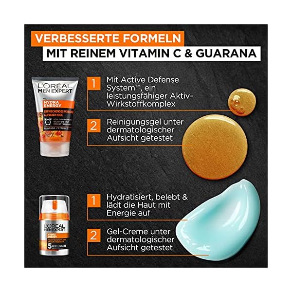 L'Oréal Men Expert Geschenkset für Männer, Mit Waschgel und 24h Feuchtigkeitspflege mit Guarana und Vitamin C, Hydra… – Bild 6