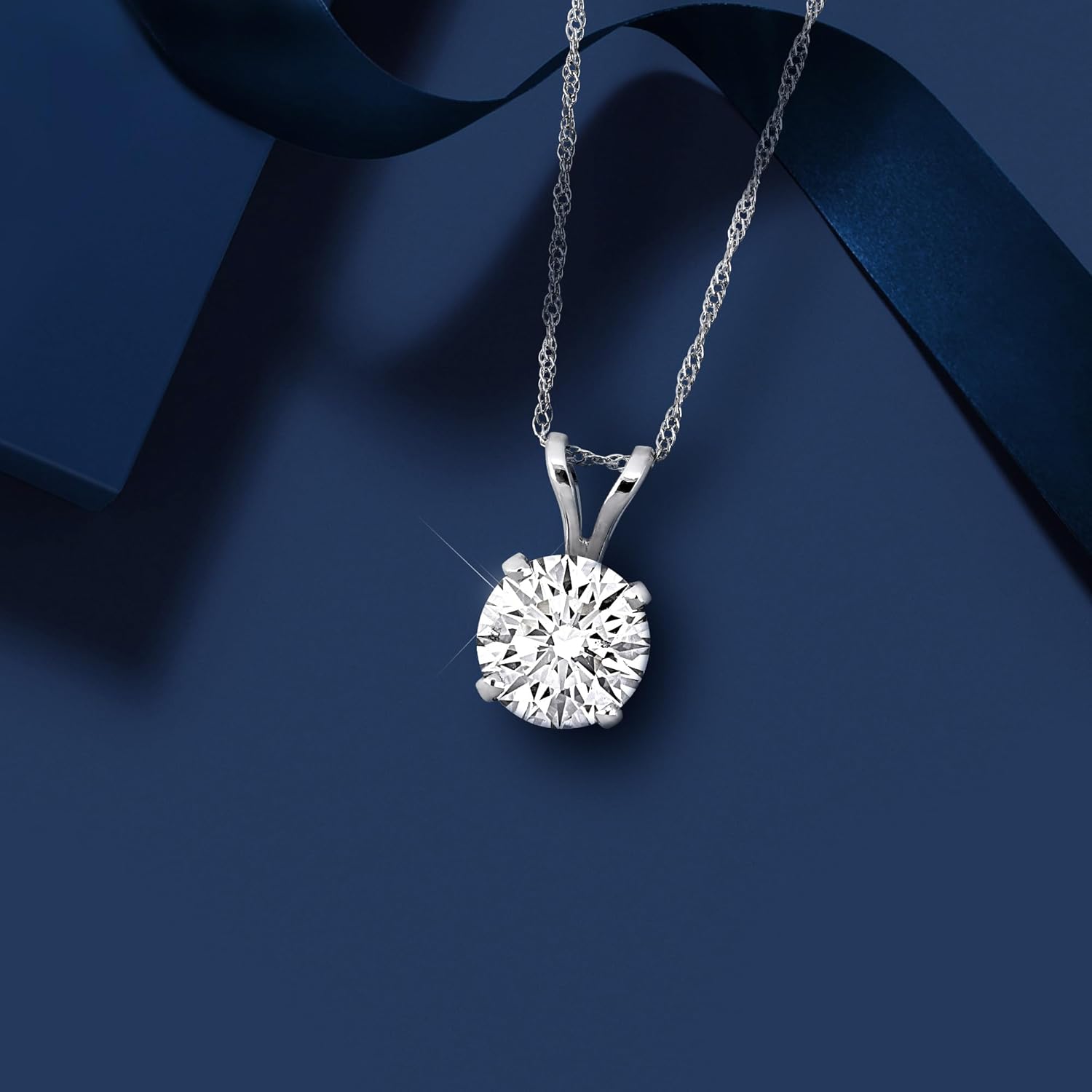 Lab-Grown Diamond Solitaire Pendant -With Unique laser engraved Diamond ID, VVS2 Clarity - D Color , 1/2 to 3 CT - Available in Platinum, 14K Yellow Gold or 14K White Gold- IGI Certified Lab-Grown Diamonds - 18in Chain - Image 3