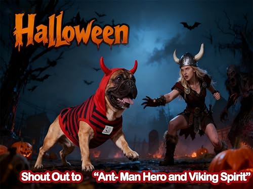 Miniatura 4 de iChoue Sudaderas con capucha de diablo de uso diario, disfraces de perro lindos para Halloween Navidad, trajes para perros medianos, sudaderas sin