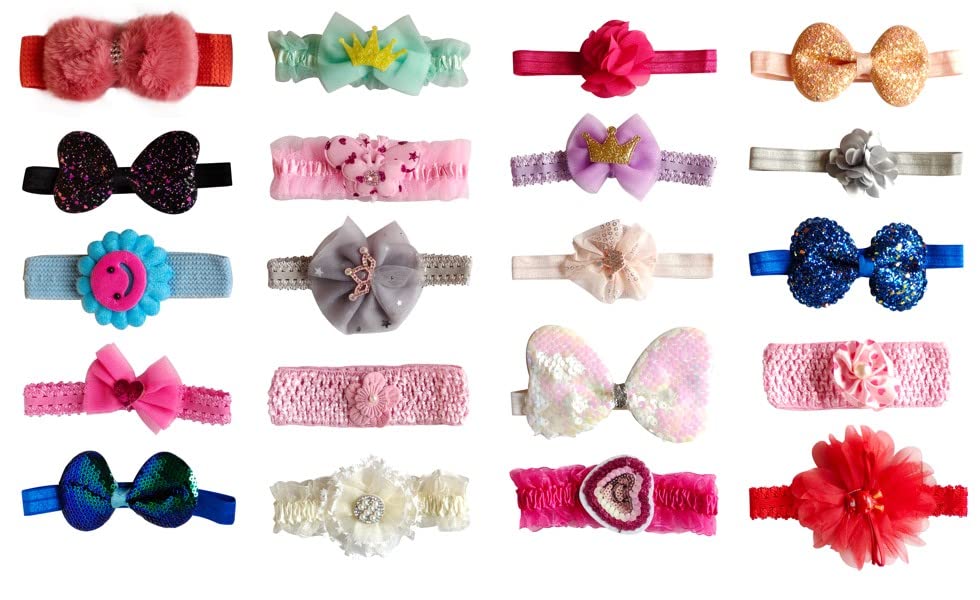 RedChimes fancy stylish hair band glitter bow Sequins headband baby girls kids elastic hair accessories 20 pcs (Style-12) (B0B38TS5CZ) Amazon Price History, Amazon Price Tracker