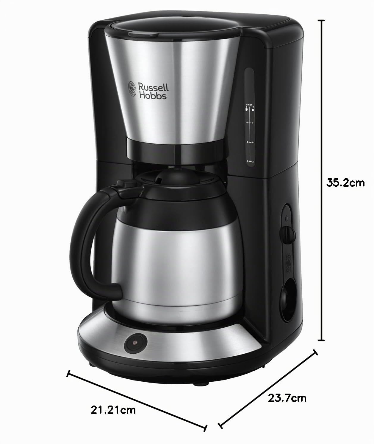 Russell Hobbs Cafetière filtre [Technologie WhirlTech pour extraction & arôme optimaux] Adventure (8 tasses, verseuse Isotherme 1L, Auto Off, antigoutte, 1100W) Machine à café 24020-56