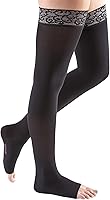 Vista 2 de mediven for Women Comfort Thigh High 15-20 mmHg Compression Stockings, Open Toe w/ Lace Silicone Top Band