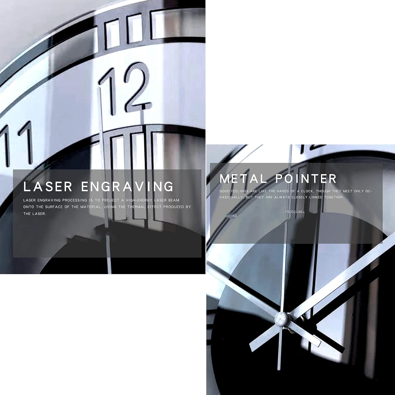 JNYB Outdoor Garden Wall Clock, Wall Clock Silent Non Ticking 11 Inch Quality Quartz Battery Operated Round Easy to Read School Clocks