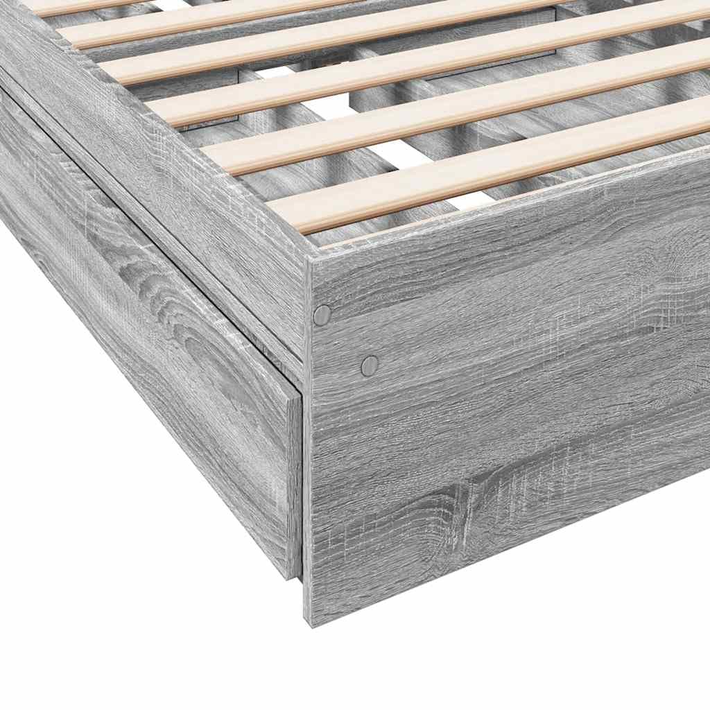 vidaXL Cama con cajones Madera de ingeniería Gris Sonoma 90x190 cm