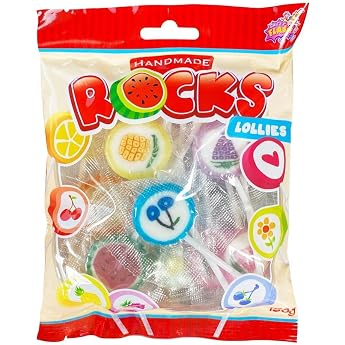 Rocks Lollies 150g 15 St ck   Handgemachte Frucht Lutscher einzeln verpackt bunte Motive   Ideal f r Kindergeburtstag & Party