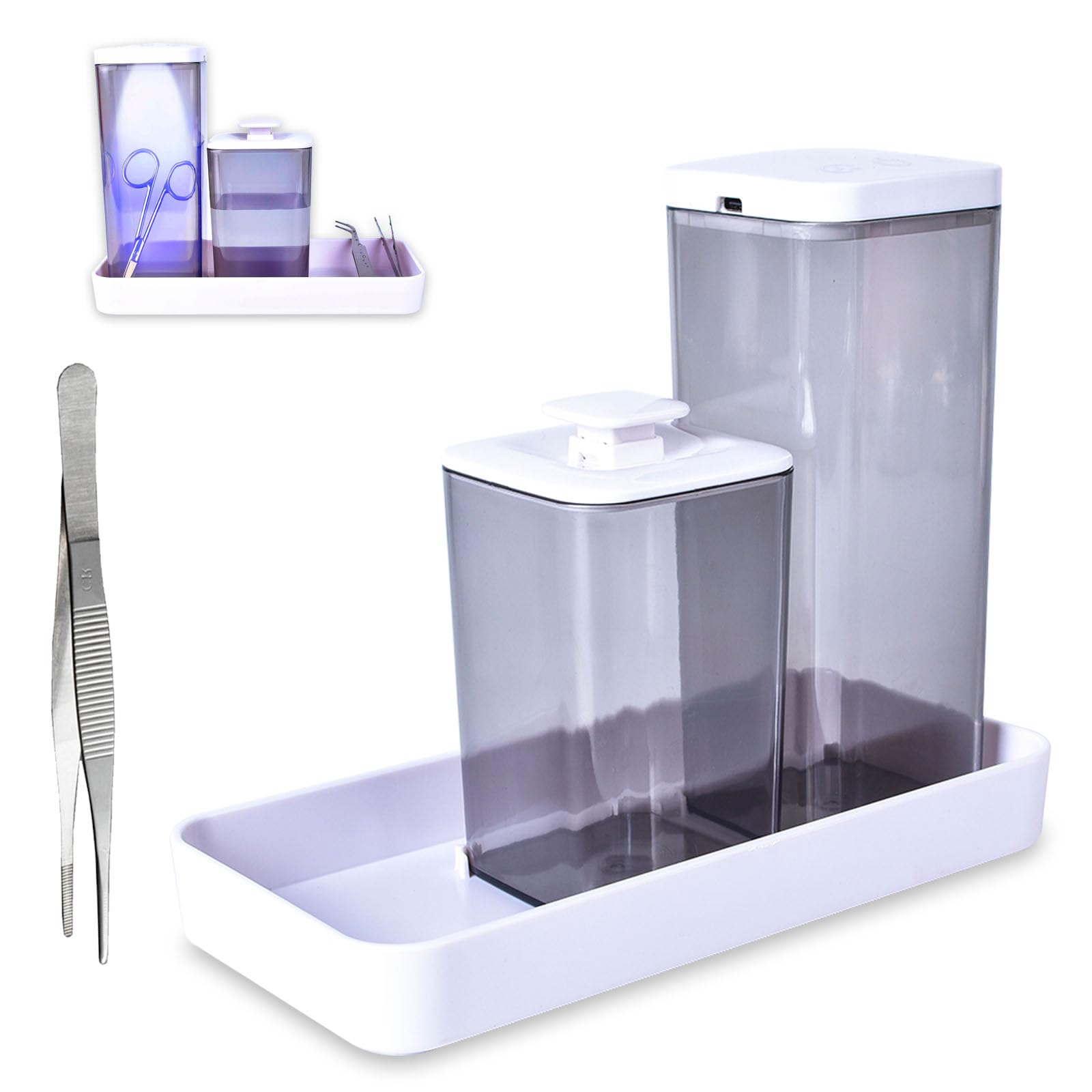Kit De Tasse De DéSinfection à L’Alcool, Grande Longueur De Tasse 13,5 Cm, Petite Longueur De Tasse 8,3 Cm StéRilisateur Gadget à Lampe Germicide Uv, Adapté Au Nettoyage Du MatéRiel Orthodontique