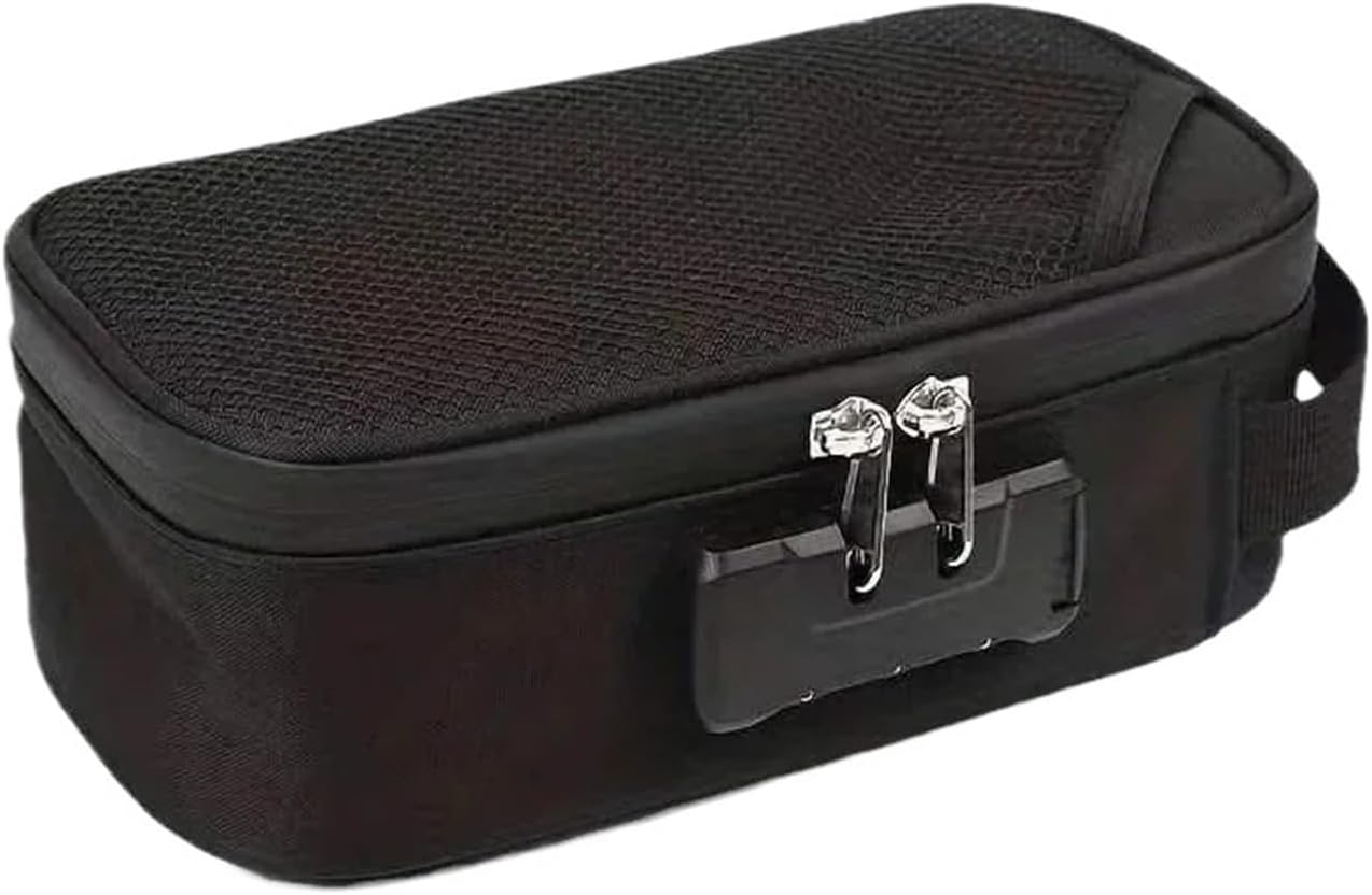 Smell Proof Bag Large-capacity With Lock Activated Carbon Deodorant Bag Portable Pipe Bag Convenient(Black)