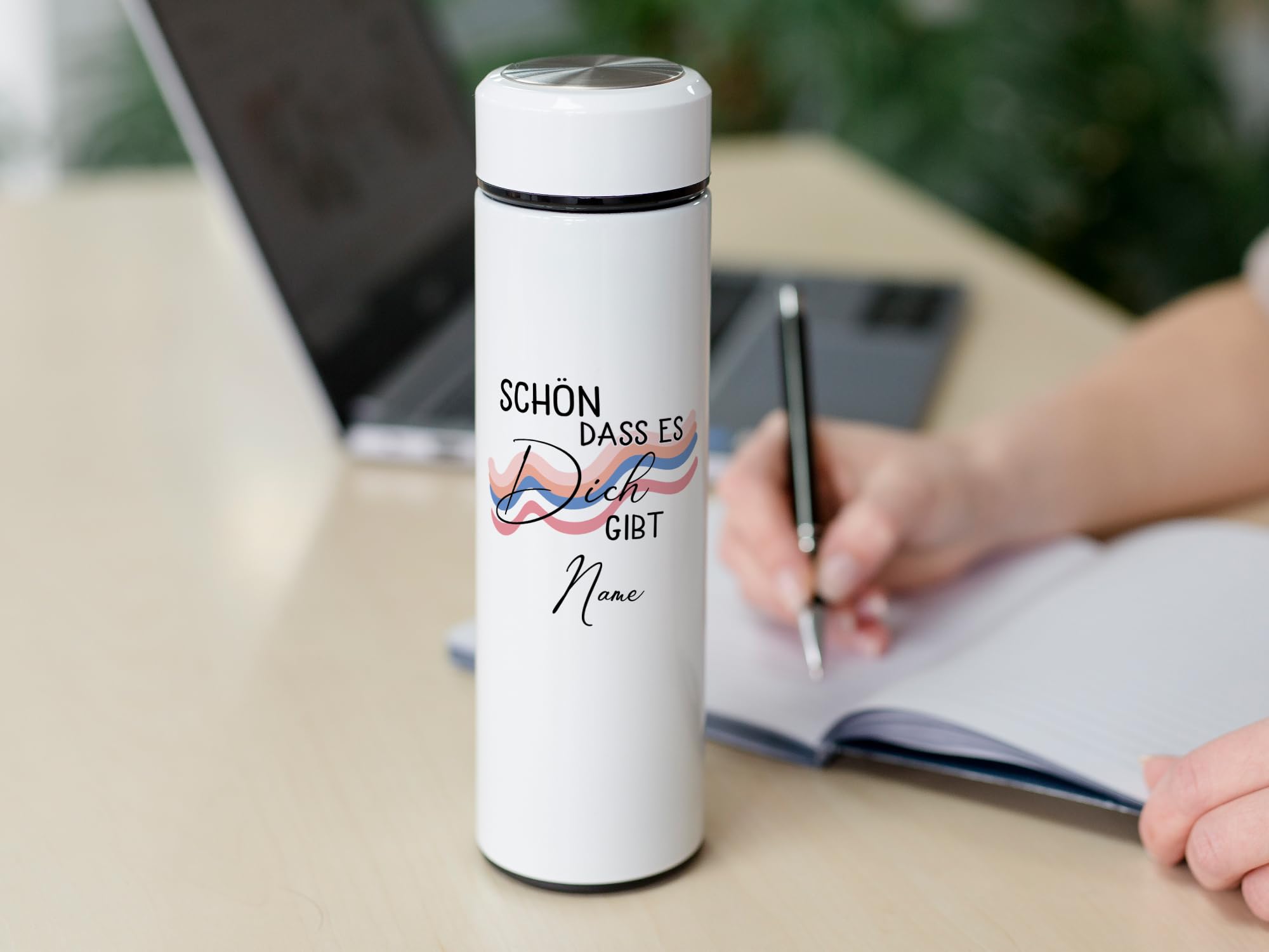 GRAZDesign Tee Geschenkset Teeflasche mit Sieb to go inkl. Tasse mit Name personalisiert | Geschenke für Teetrinker zu Weihnachten, Geburtstag, Muttertag Edelstahl 500ml